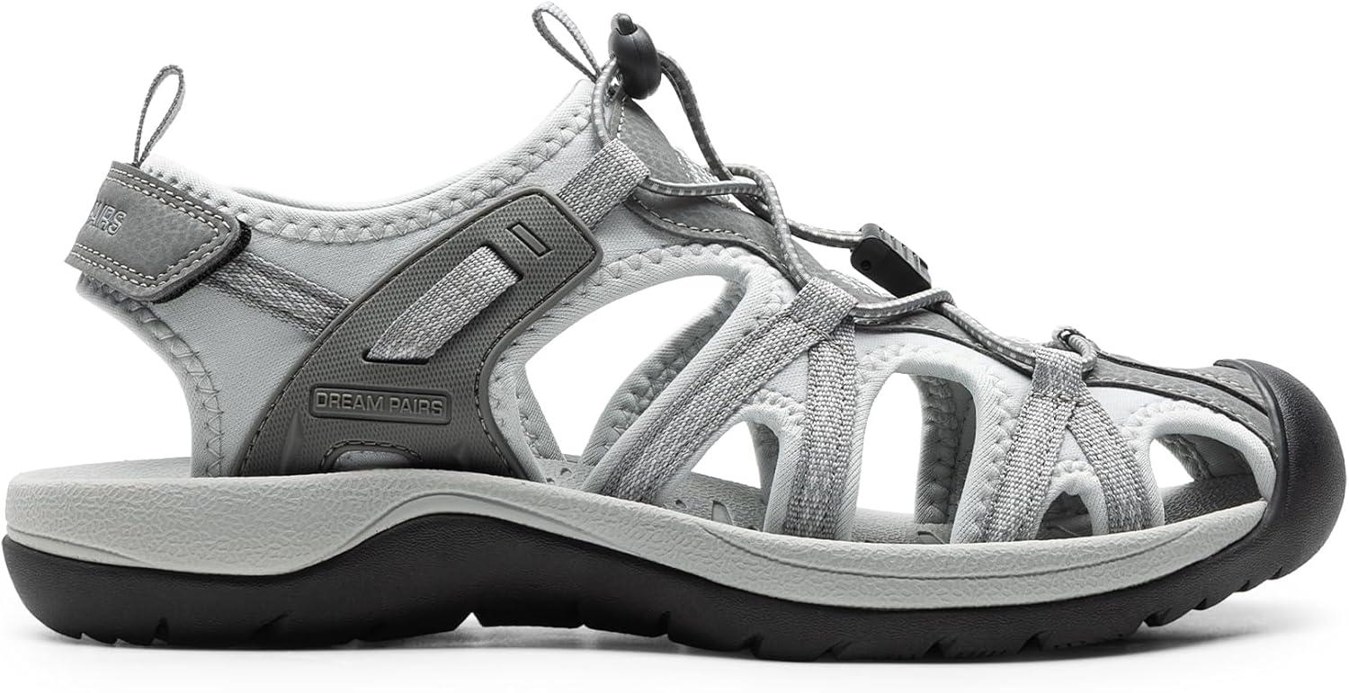 imageDREAM PAIRS Mens Sandals Hiking Water Sport Athletic Beach Outdoor Comfortable Casual Closed Toe Summer Sandal ShoesLight Grey