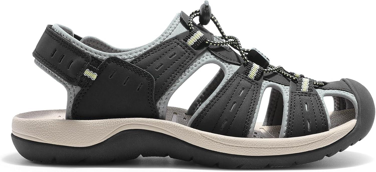 imageDREAM PAIRS Mens Support Sandals Athletic Outdoor QuickDry Mesh Closed Toe Lightweight Comfortable Water ShoesBlack