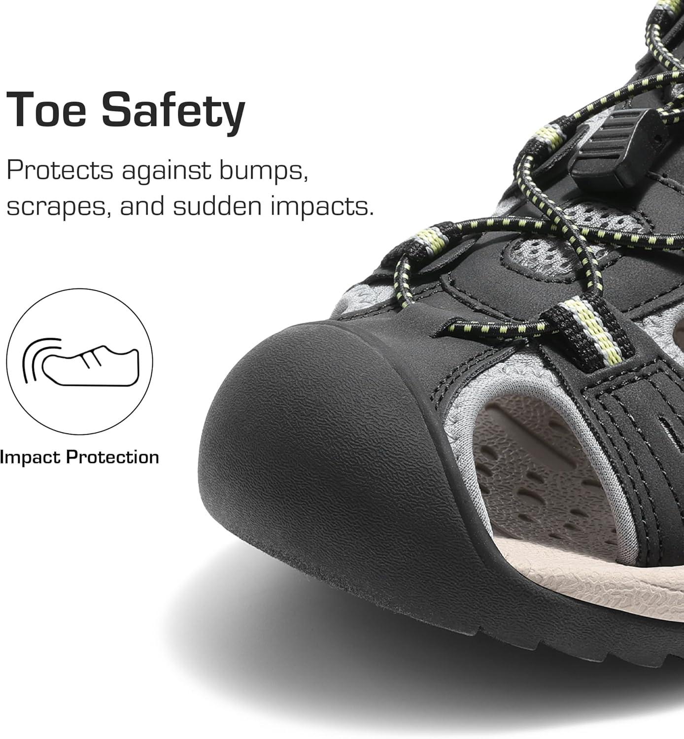 imageDREAM PAIRS Mens Support Sandals Athletic Outdoor QuickDry Mesh Closed Toe Lightweight Comfortable Water ShoesBlack