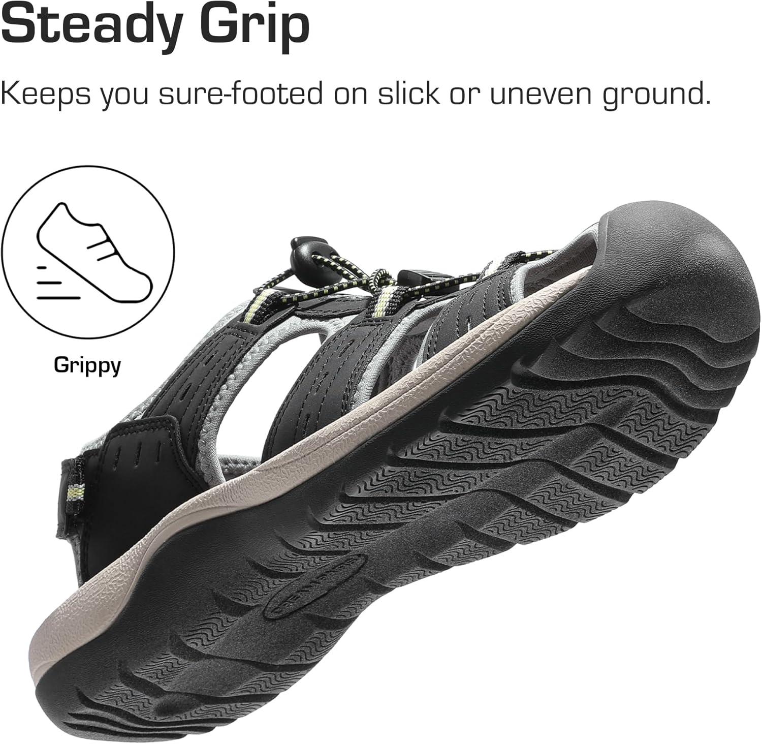imageDREAM PAIRS Mens Support Sandals Athletic Outdoor QuickDry Mesh Closed Toe Lightweight Comfortable Water ShoesBlack