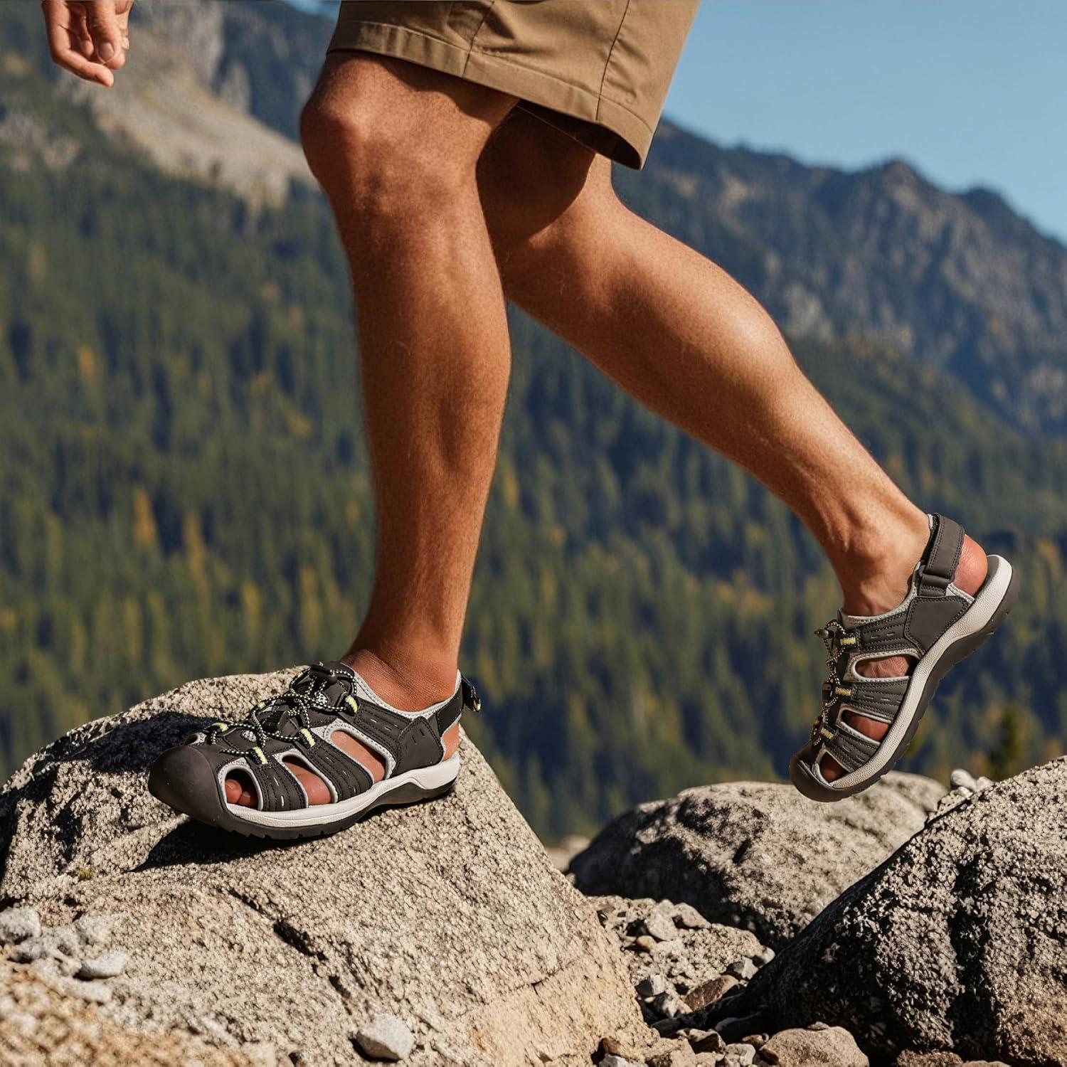 imageDREAM PAIRS Mens Support Sandals Athletic Outdoor QuickDry Mesh Closed Toe Lightweight Comfortable Water ShoesBlack