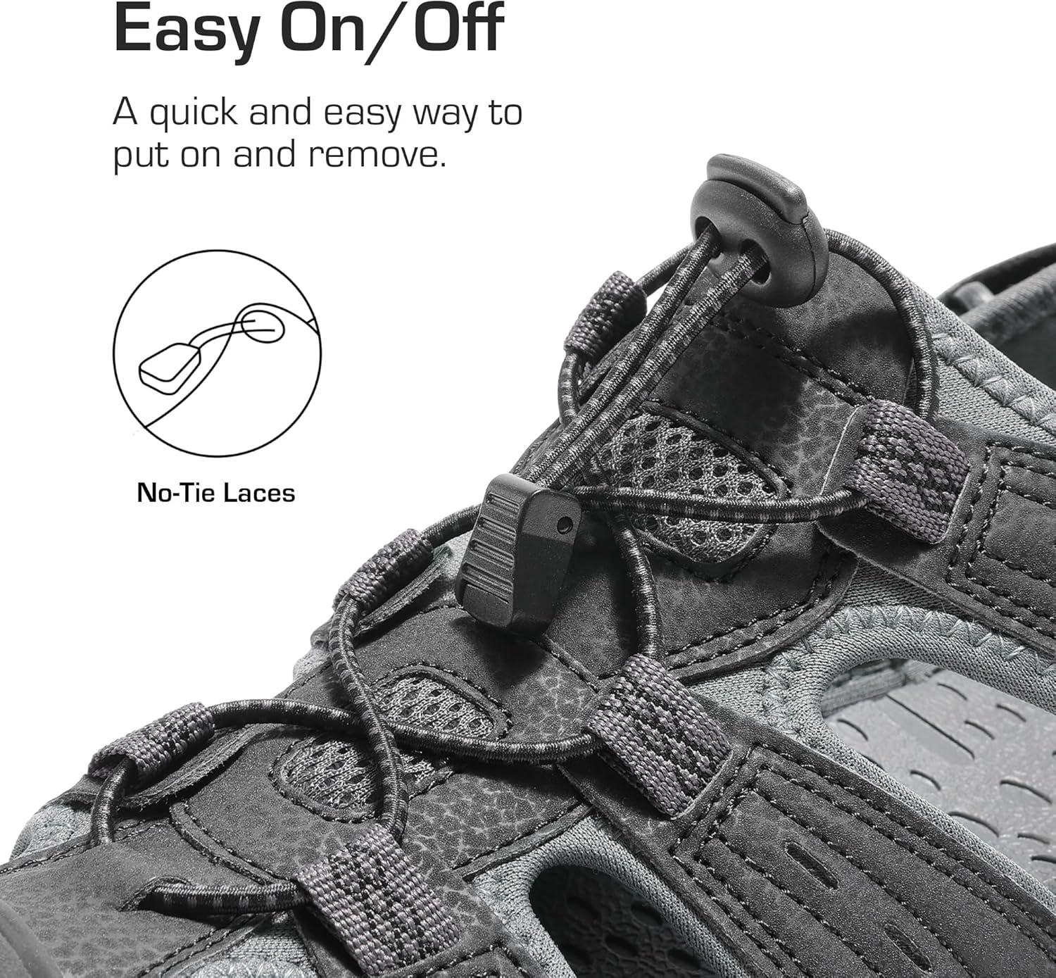 imageDREAM PAIRS Mens Support Sandals Athletic Outdoor QuickDry Mesh Closed Toe Lightweight Comfortable Water ShoesBlackDark Grey