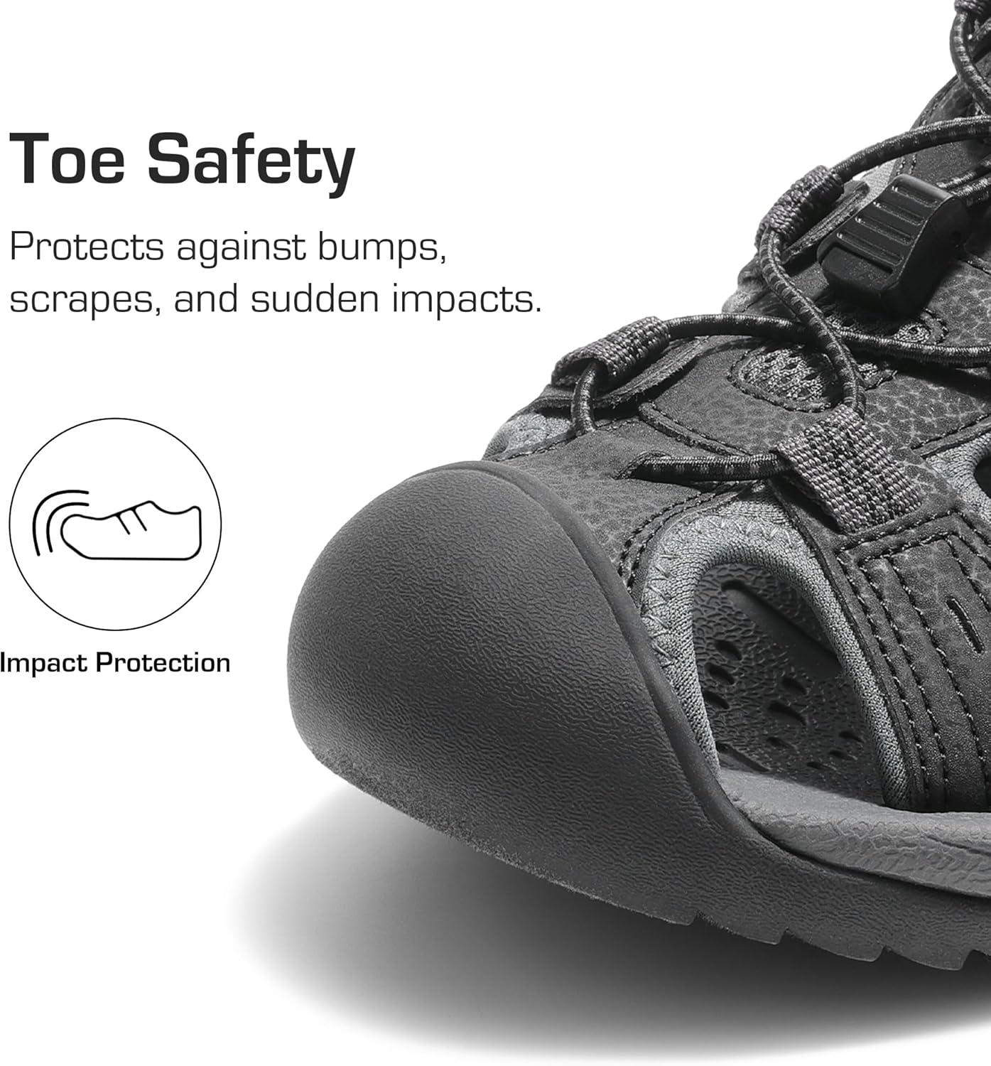 imageDREAM PAIRS Mens Support Sandals Athletic Outdoor QuickDry Mesh Closed Toe Lightweight Comfortable Water ShoesBlackDark Grey