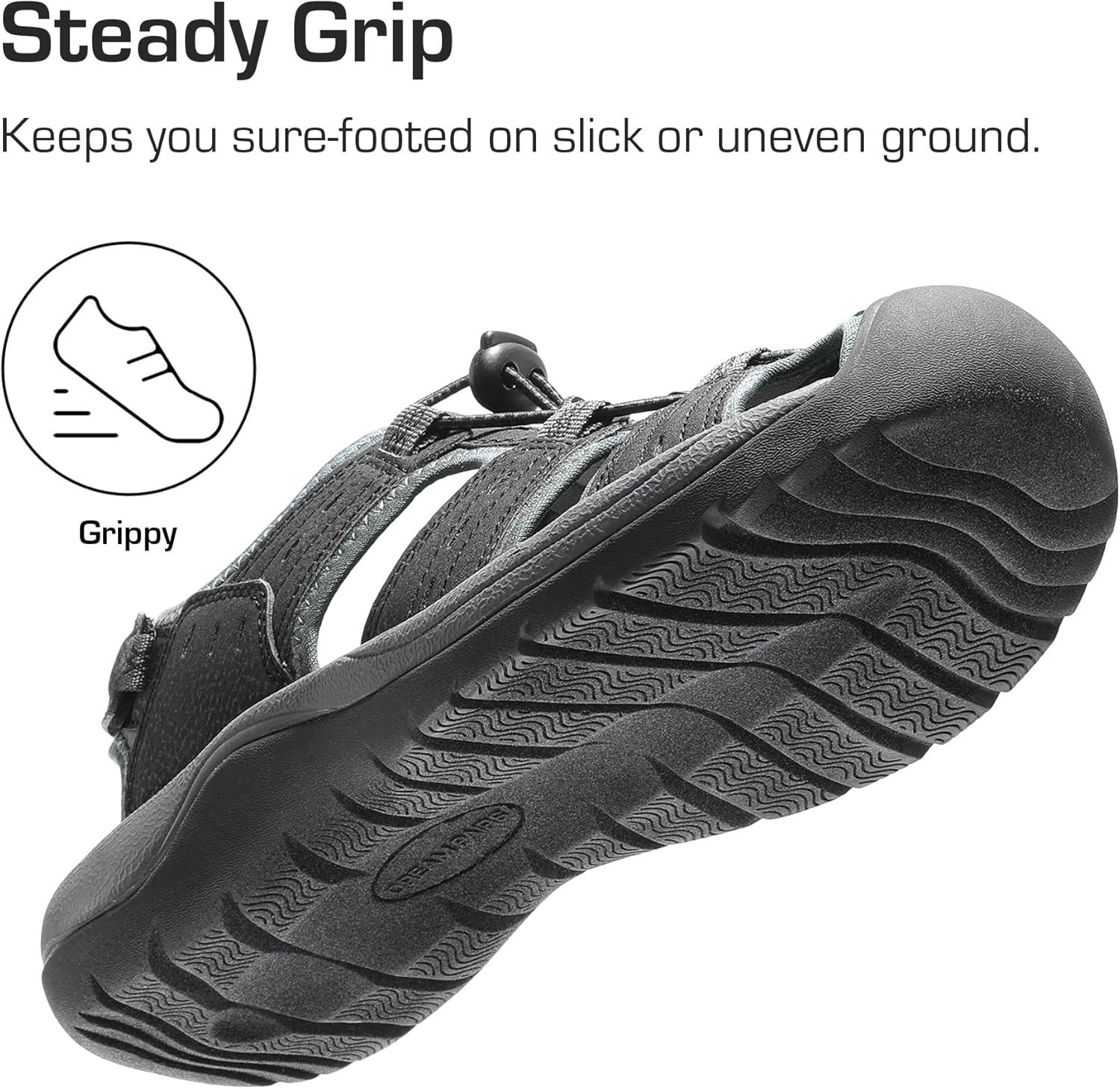 imageDREAM PAIRS Mens Support Sandals Athletic Outdoor QuickDry Mesh Closed Toe Lightweight Comfortable Water ShoesBlackDark Grey