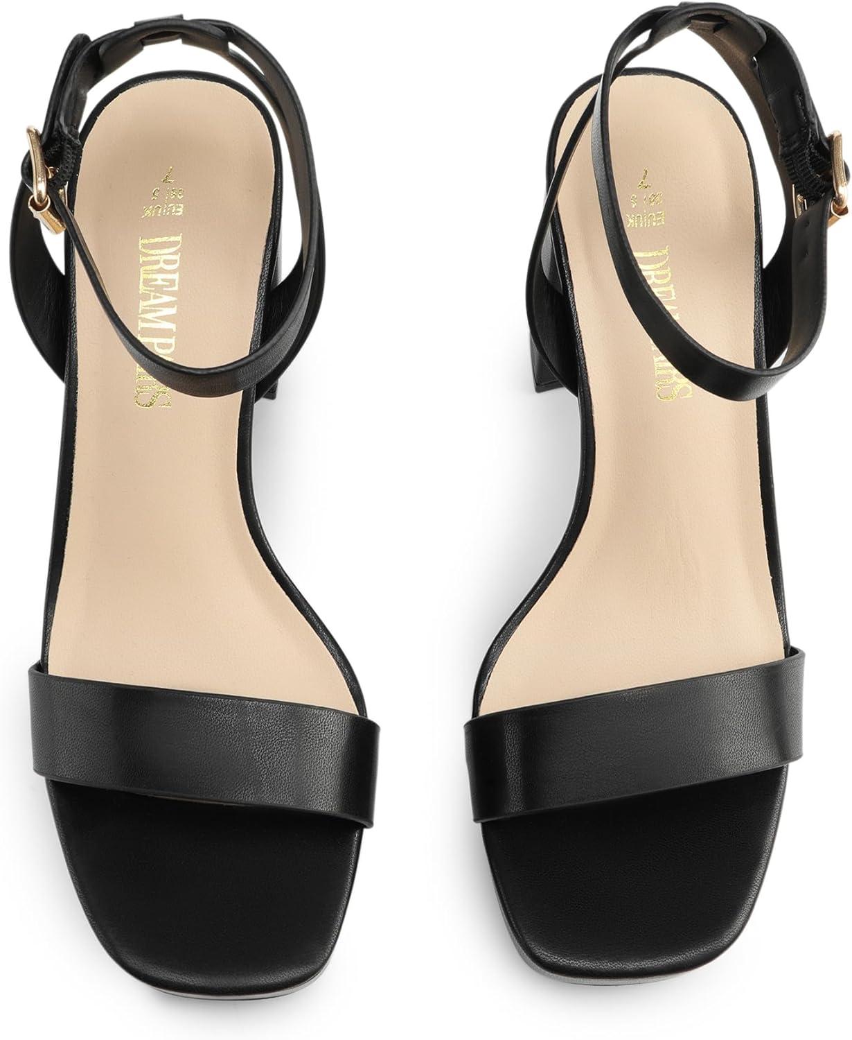 imageDREAM PAIRS Platform Heels for Women High Block Chunky Open Toe Ankle Strap Heels Fashion Wedding Party Evening Prom Dance Dress Pump Sandals ShoesBlackpu