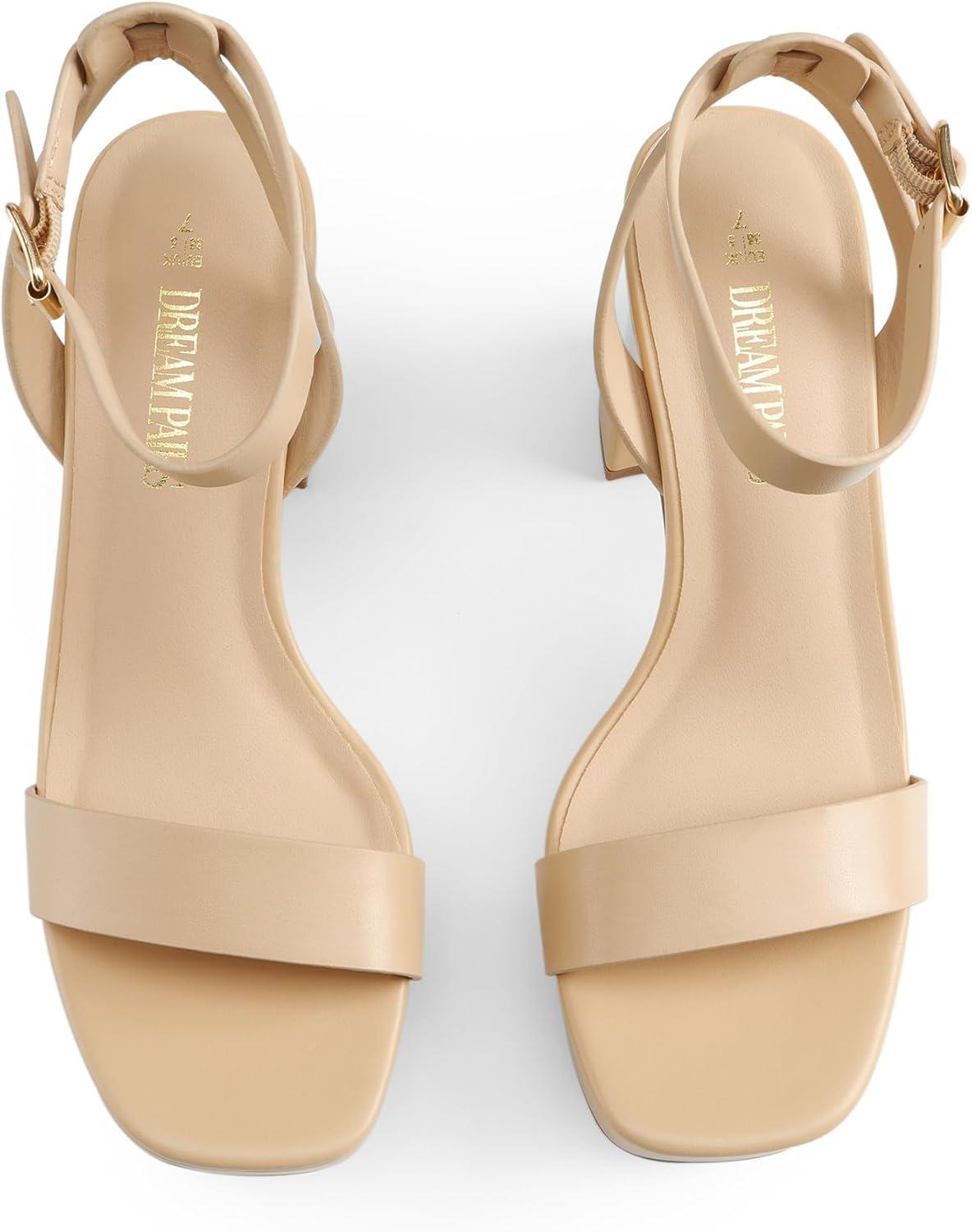 imageDREAM PAIRS Platform Heels for Women High Block Chunky Open Toe Ankle Strap Heels Fashion Wedding Party Evening Prom Dance Dress Pump Sandals ShoesNudepu