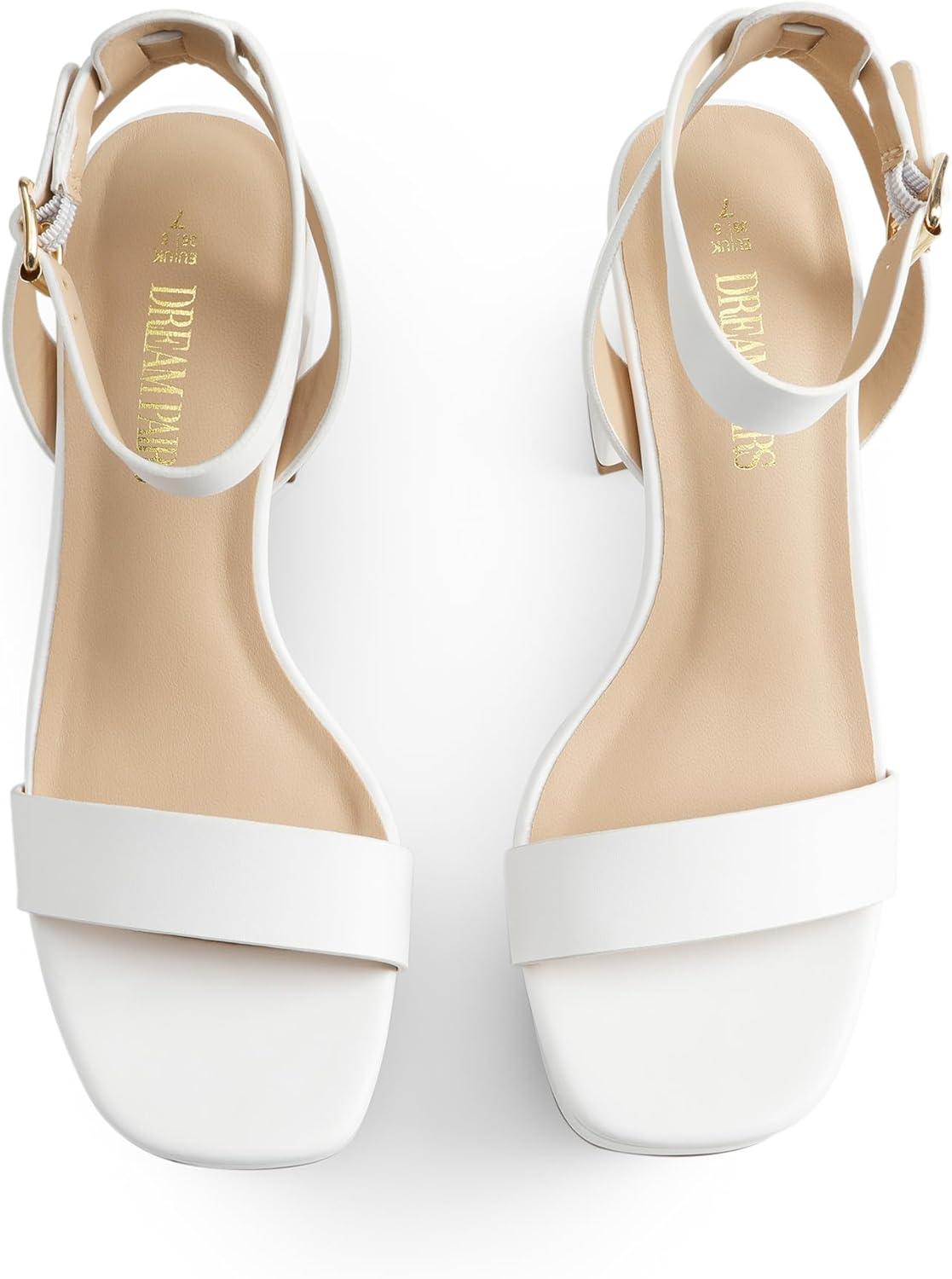 imageDREAM PAIRS Platform Heels for Women High Block Chunky Open Toe Ankle Strap Heels Fashion Wedding Party Evening Prom Dance Dress Pump Sandals ShoesWhitepu