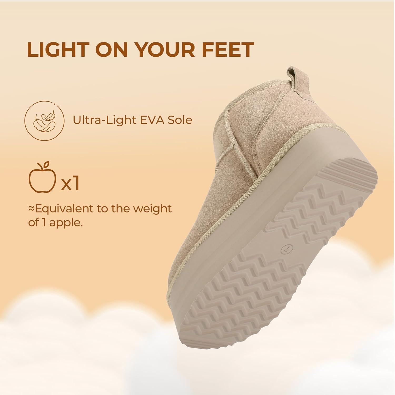 imageDREAM PAIRS Platform Mini Boots for Women Suede Genuine Leather Classic Winter Ankle Snow Boots with Memory Foam Insole Lightweight AntiSlip Outsole FuzzyClassicSand