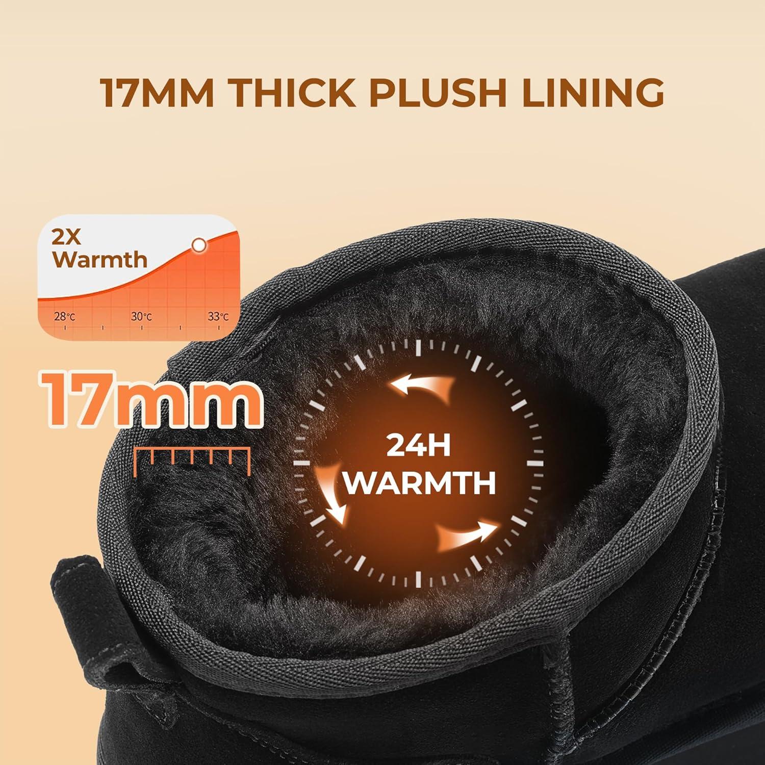 imageDREAM PAIRS Platform Mini Boots for Women Suede Genuine Leather Classic Winter Ankle Snow Boots with Memory Foam Insole Lightweight AntiSlip Outsole FuzzyClassicBlack