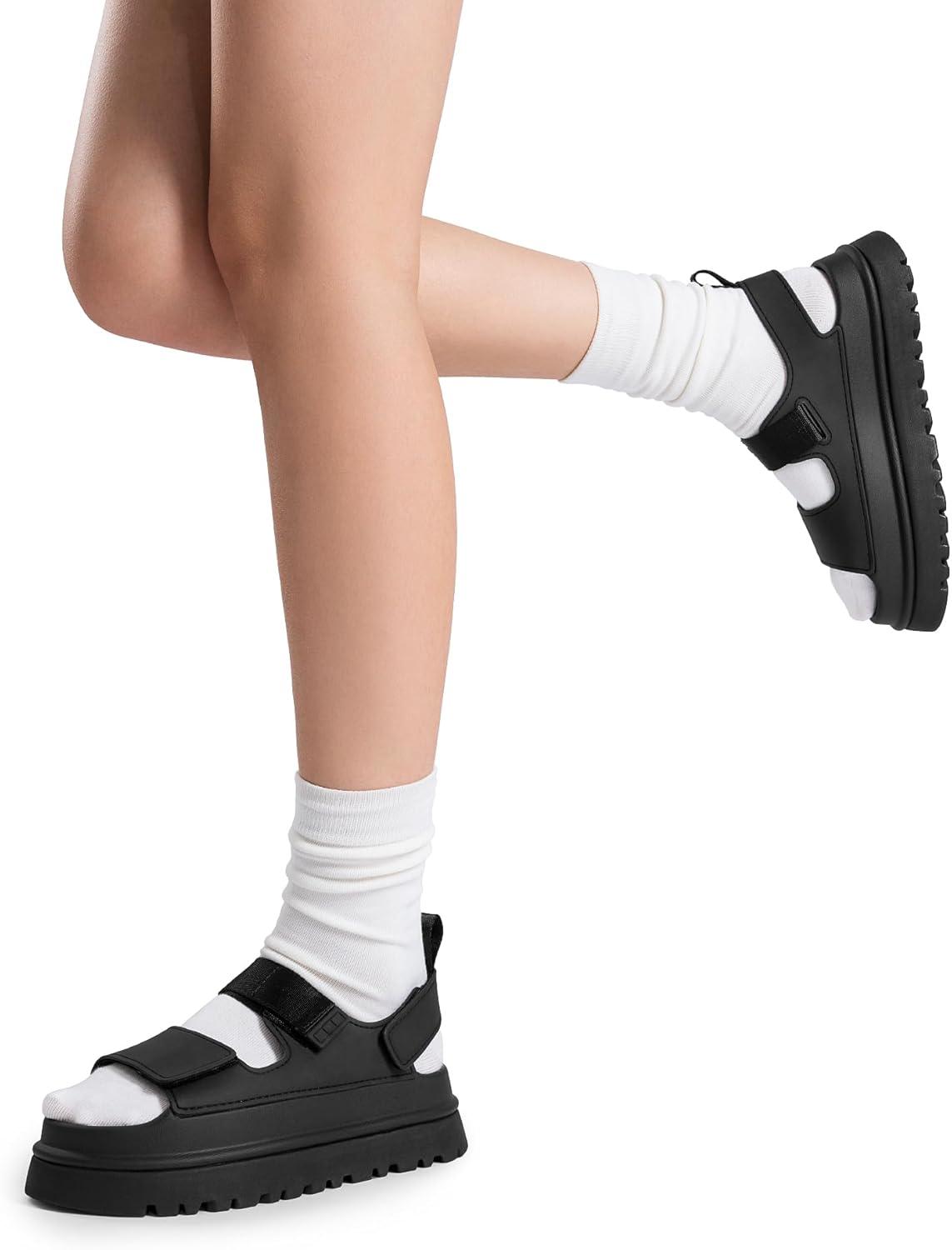 imageDREAM PAIRS Platform Sandals for Women Chunky Open Toe Dress Walking Comfortable Flat Sandals for SummerBlack