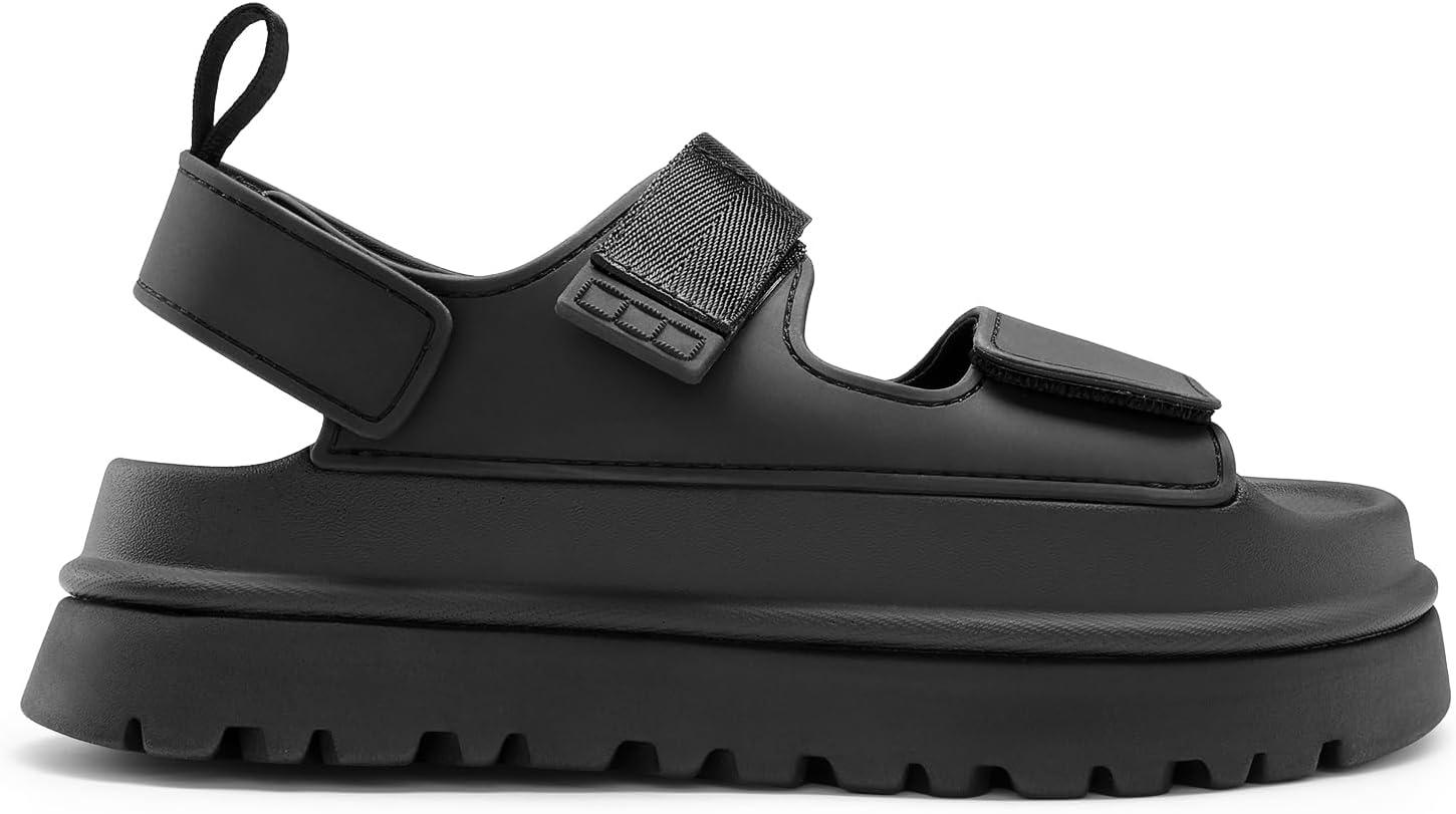 imageDREAM PAIRS Platform Sandals for Women Chunky Open Toe Dress Walking Comfortable Flat Sandals for SummerBlack