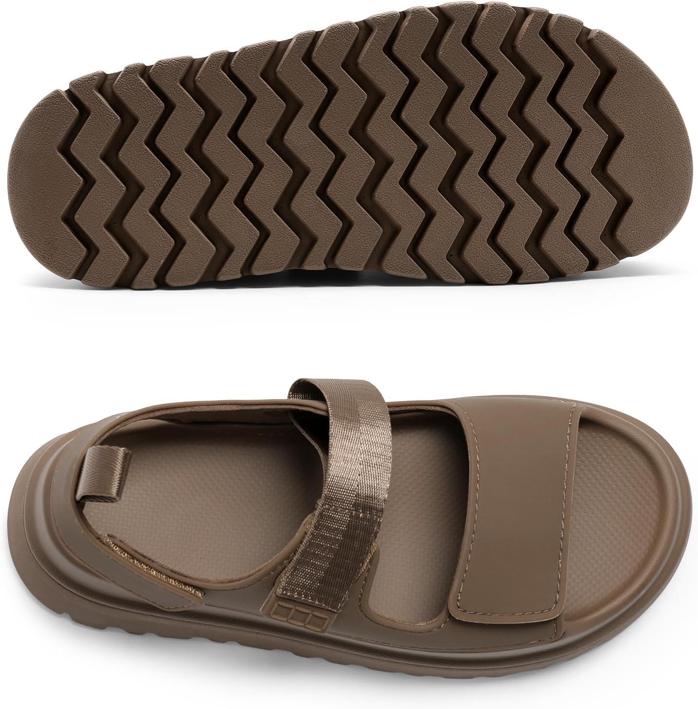 imageDREAM PAIRS Platform Sandals for Women Chunky Open Toe Dress Walking Comfortable Flat Sandals for SummerBrown