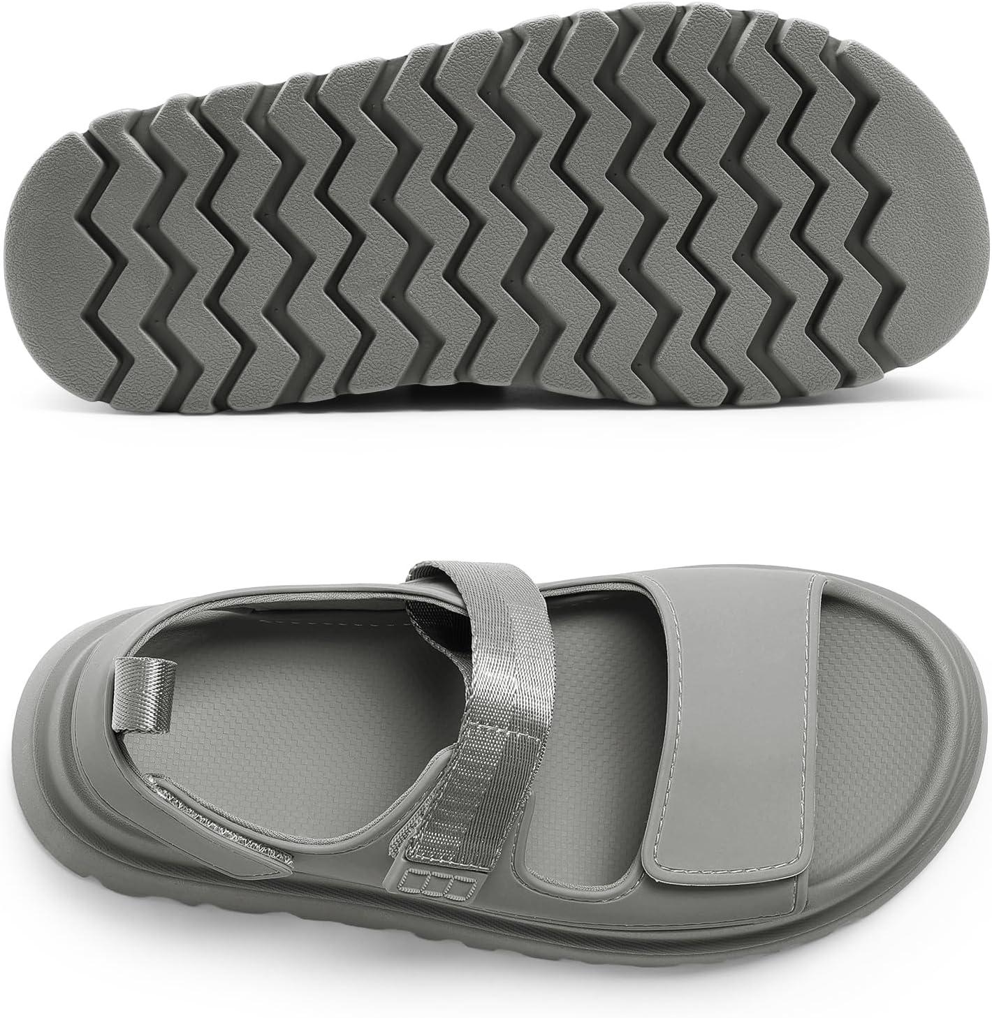 imageDREAM PAIRS Platform Sandals for Women Chunky Open Toe Dress Walking Comfortable Flat Sandals for SummerGrey