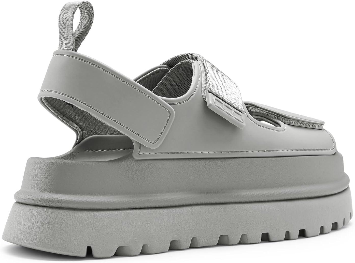 imageDREAM PAIRS Platform Sandals for Women Chunky Open Toe Dress Walking Comfortable Flat Sandals for SummerGrey