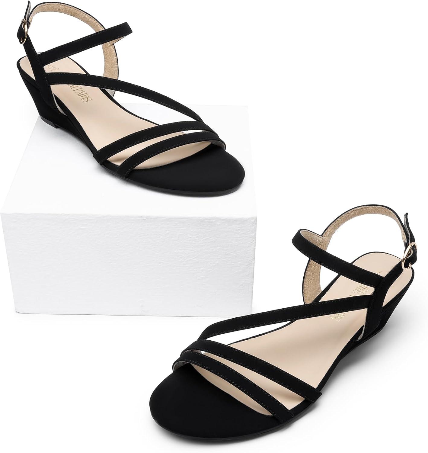 imageDREAM PAIRS Strappy Wrapped Dressy Wedge Sandals Comfortable Ankle Strap Open Toe Evening Dress Wedding Dance Summer ShoesBlacknubuck