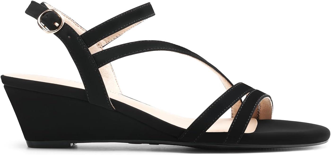 imageDREAM PAIRS Strappy Wrapped Dressy Wedge Sandals Comfortable Ankle Strap Open Toe Evening Dress Wedding Dance Summer ShoesBlacknubuck