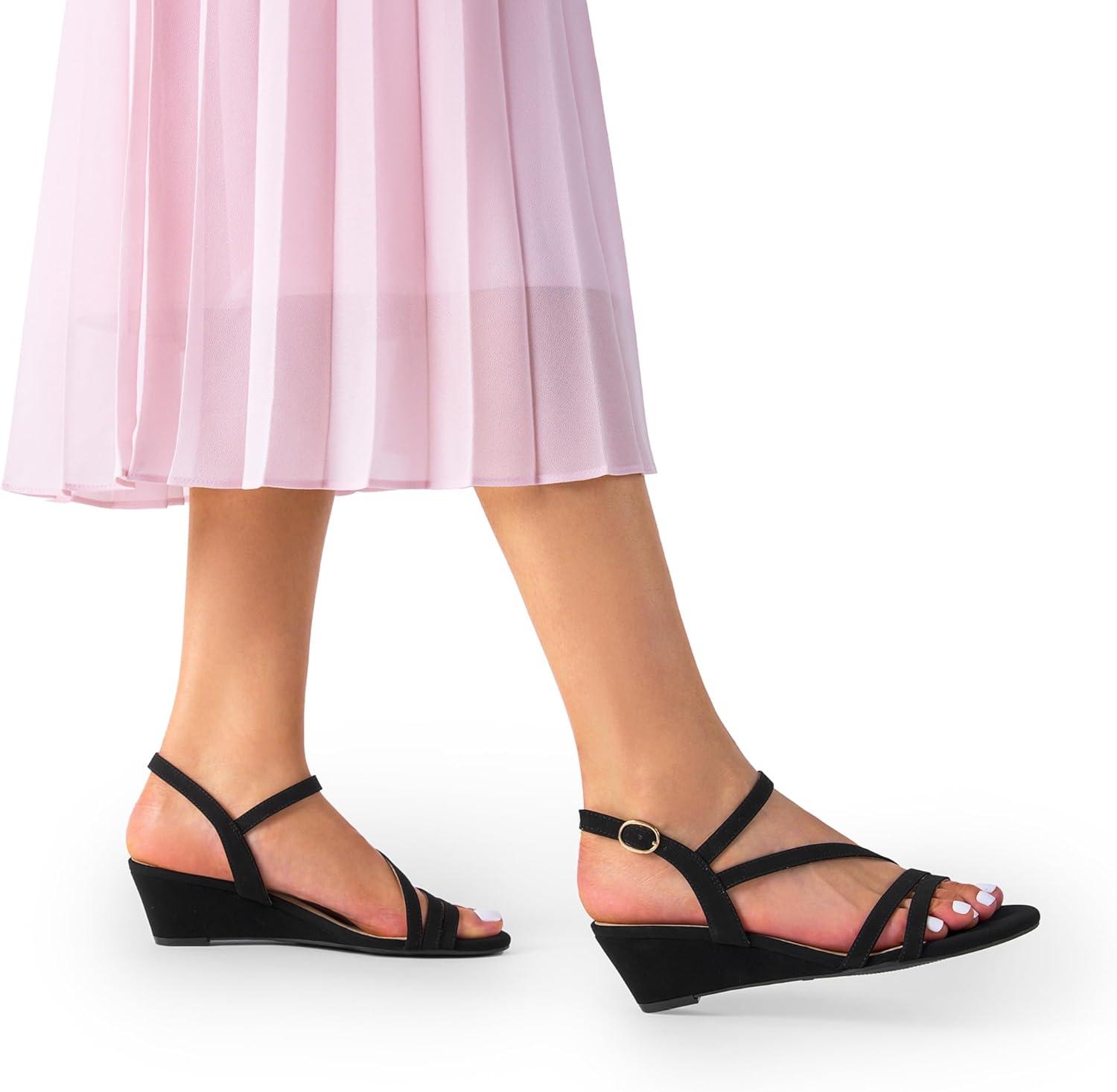 imageDREAM PAIRS Strappy Wrapped Dressy Wedge Sandals Comfortable Ankle Strap Open Toe Evening Dress Wedding Dance Summer ShoesBlacknubuck