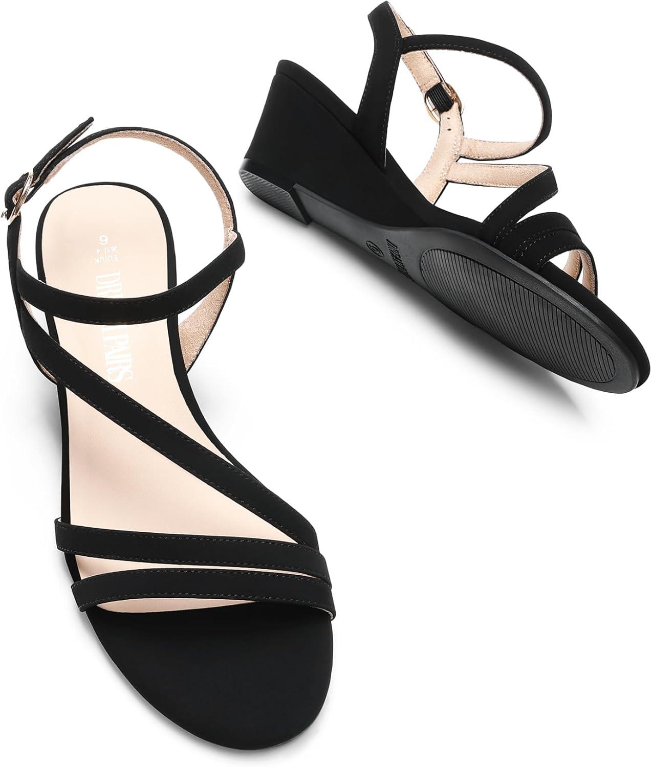 imageDREAM PAIRS Strappy Wrapped Dressy Wedge Sandals Comfortable Ankle Strap Open Toe Evening Dress Wedding Dance Summer ShoesBlacknubuck