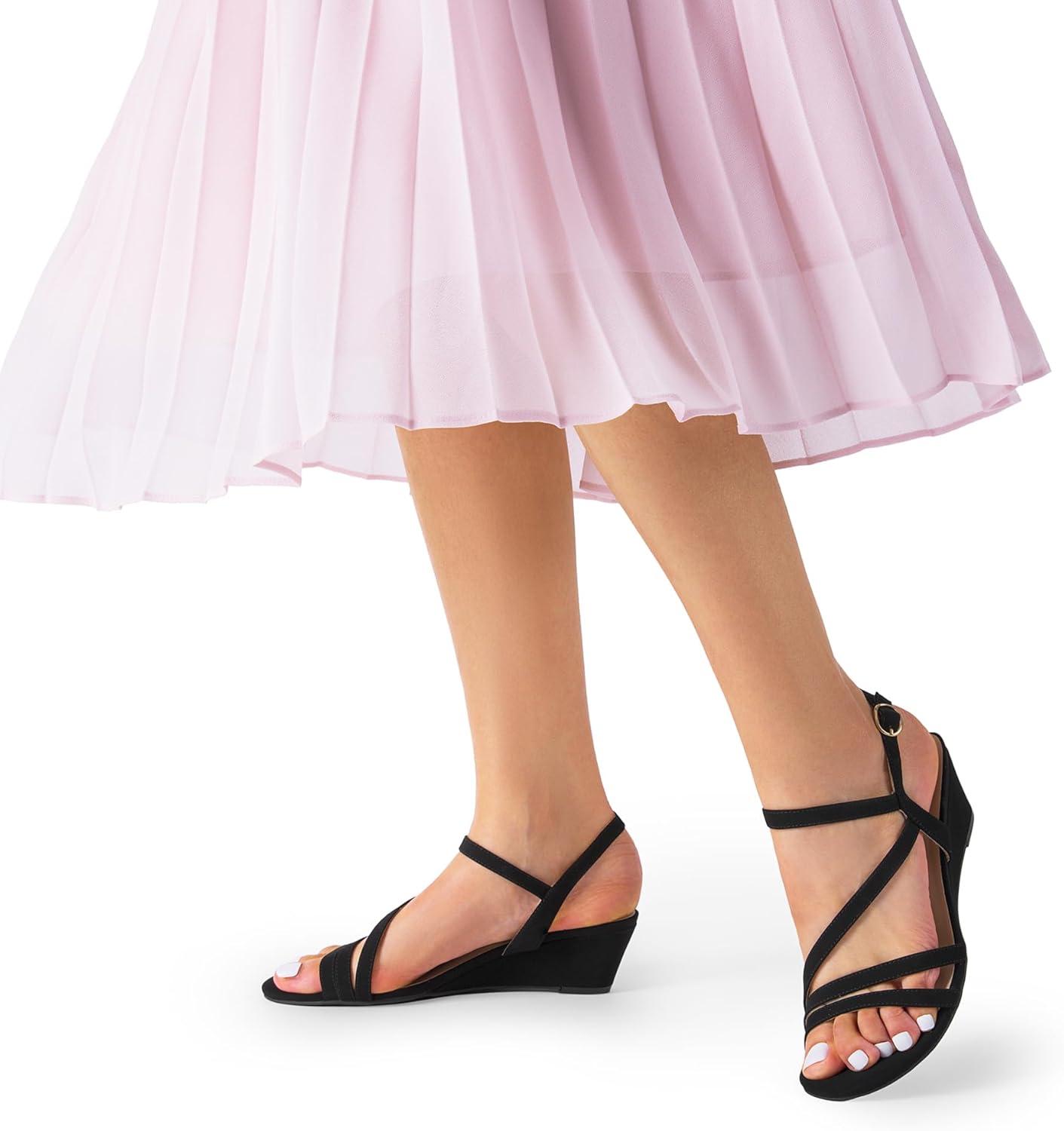 imageDREAM PAIRS Strappy Wrapped Dressy Wedge Sandals Comfortable Ankle Strap Open Toe Evening Dress Wedding Dance Summer ShoesBlacknubuck