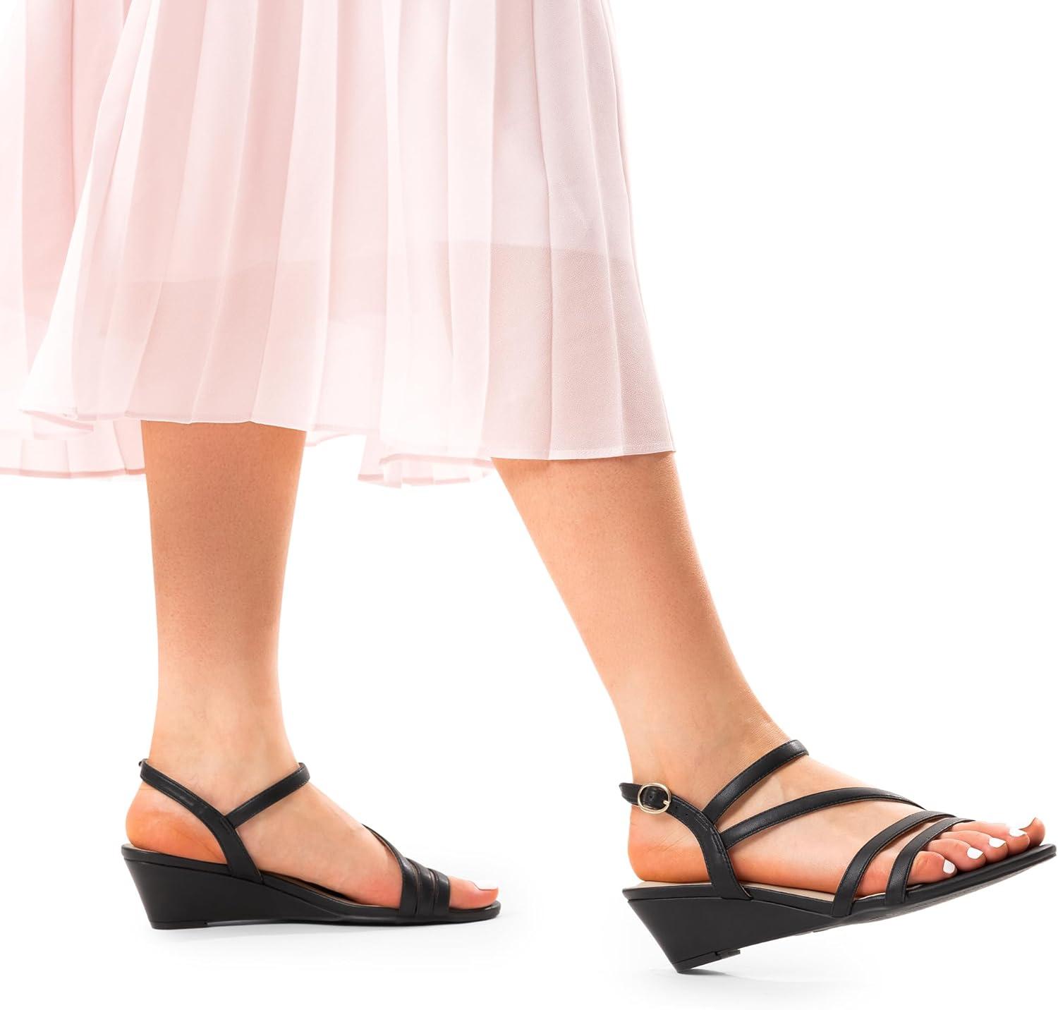 imageDREAM PAIRS Strappy Wrapped Dressy Wedge Sandals Comfortable Ankle Strap Open Toe Evening Dress Wedding Dance Summer ShoesBlackpu