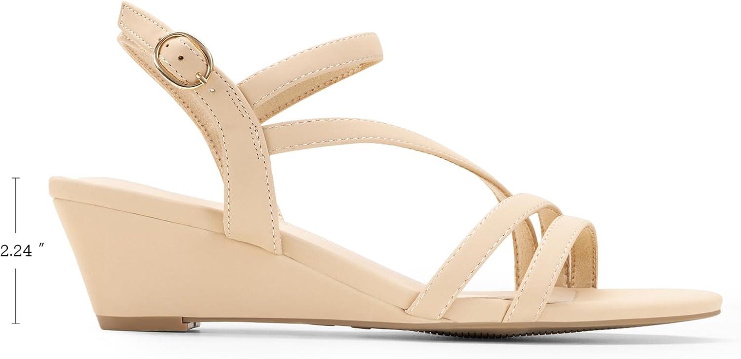 imageDREAM PAIRS Strappy Wrapped Dressy Wedge Sandals Comfortable Ankle Strap Open Toe Evening Dress Wedding Dance Summer ShoesNudenubuck