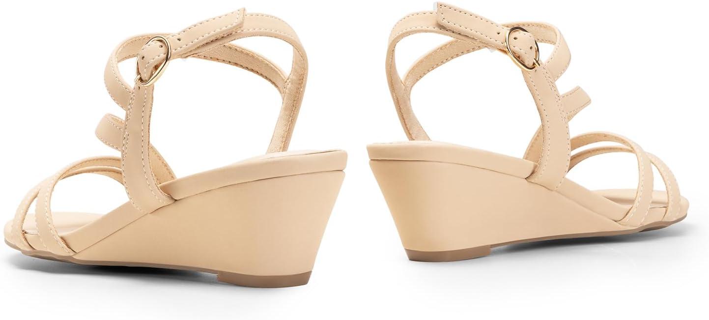 imageDREAM PAIRS Strappy Wrapped Dressy Wedge Sandals Comfortable Ankle Strap Open Toe Evening Dress Wedding Dance Summer ShoesNudenubuck