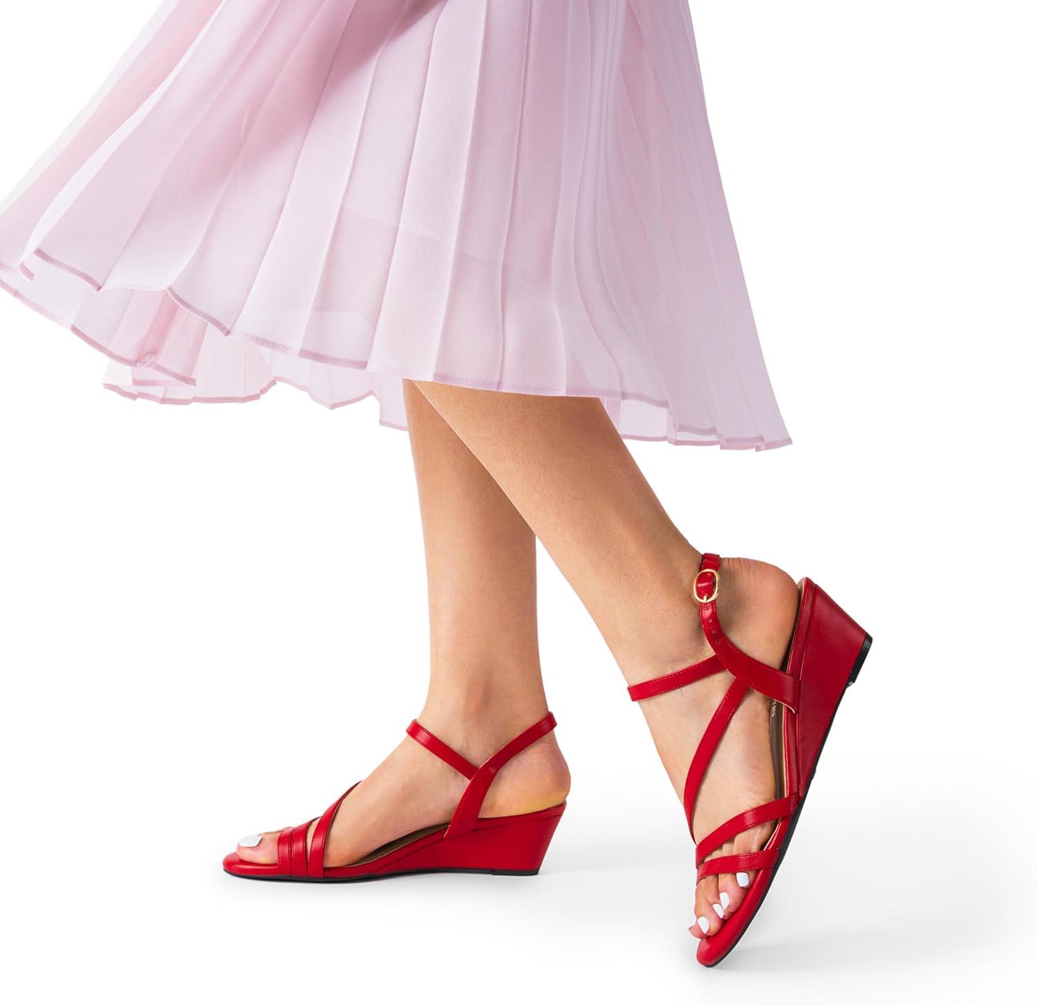 imageDREAM PAIRS Strappy Wrapped Dressy Wedge Sandals Comfortable Ankle Strap Open Toe Evening Dress Wedding Dance Summer ShoesRedpu