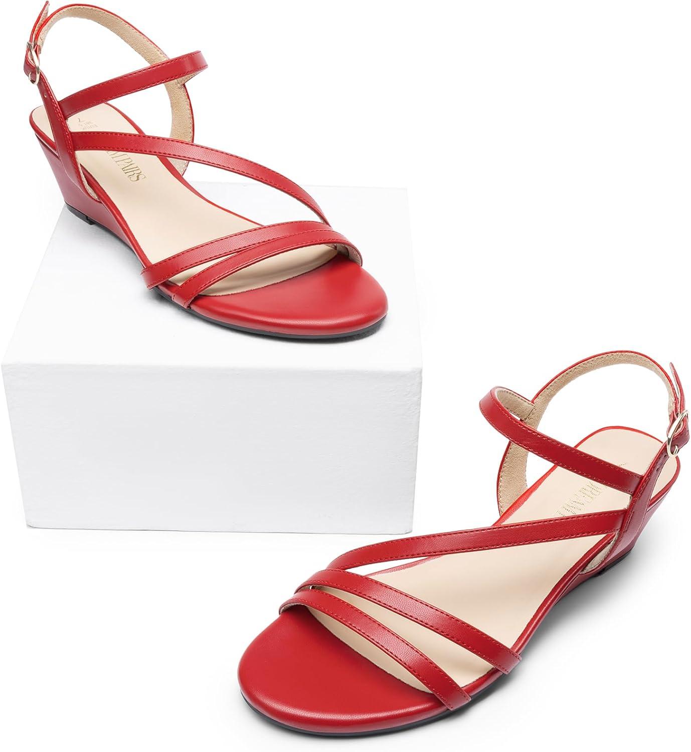 imageDREAM PAIRS Strappy Wrapped Dressy Wedge Sandals Comfortable Ankle Strap Open Toe Evening Dress Wedding Dance Summer ShoesRedpu