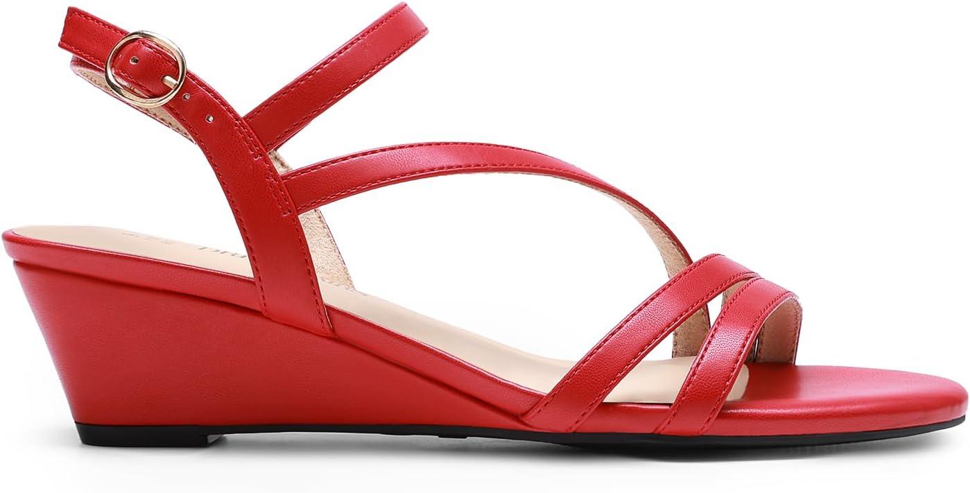 imageDREAM PAIRS Strappy Wrapped Dressy Wedge Sandals Comfortable Ankle Strap Open Toe Evening Dress Wedding Dance Summer ShoesRedpu