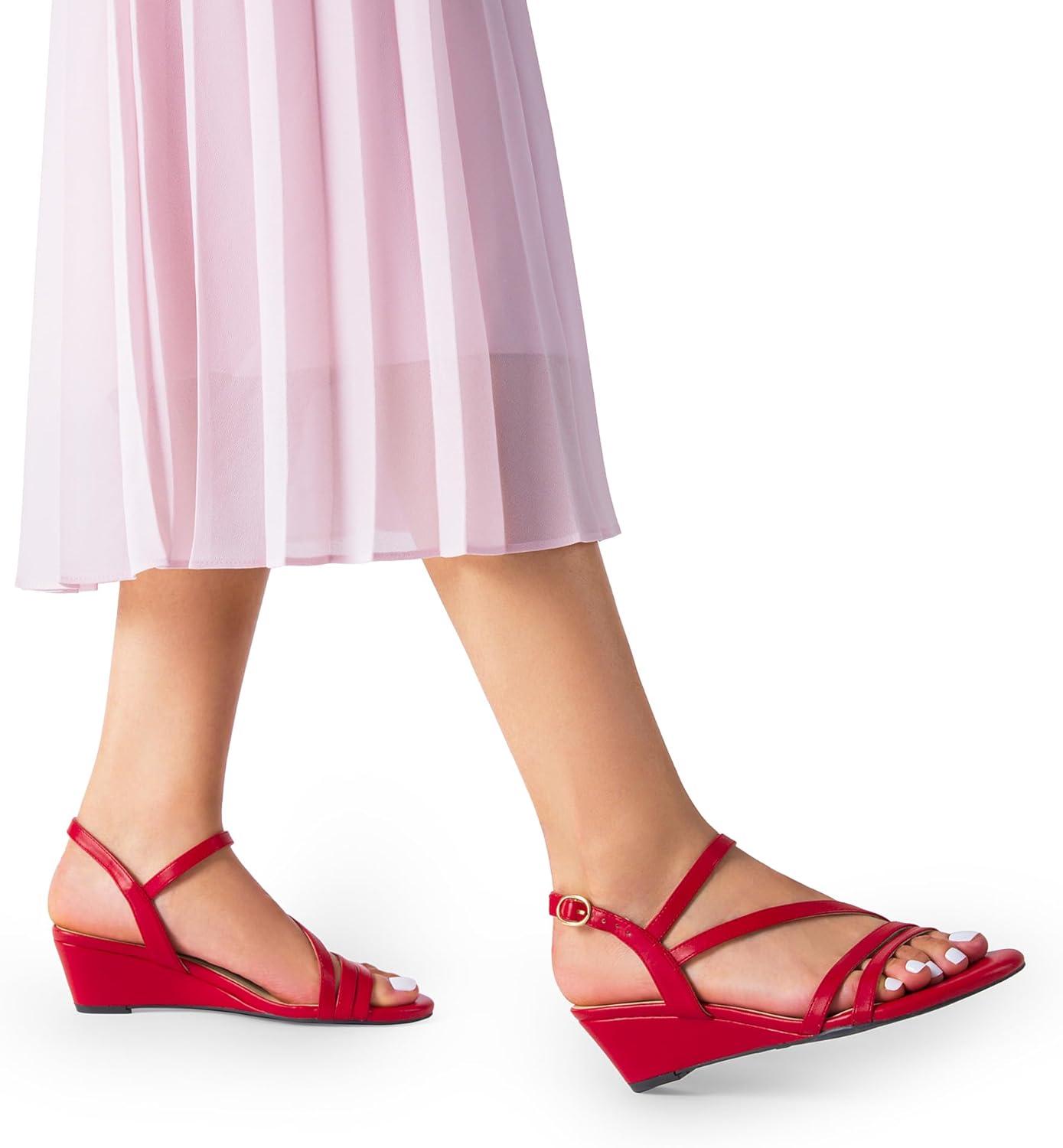 imageDREAM PAIRS Strappy Wrapped Dressy Wedge Sandals Comfortable Ankle Strap Open Toe Evening Dress Wedding Dance Summer ShoesRedpu
