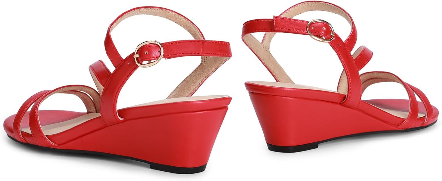 imageDREAM PAIRS Strappy Wrapped Dressy Wedge Sandals Comfortable Ankle Strap Open Toe Evening Dress Wedding Dance Summer ShoesRedpu