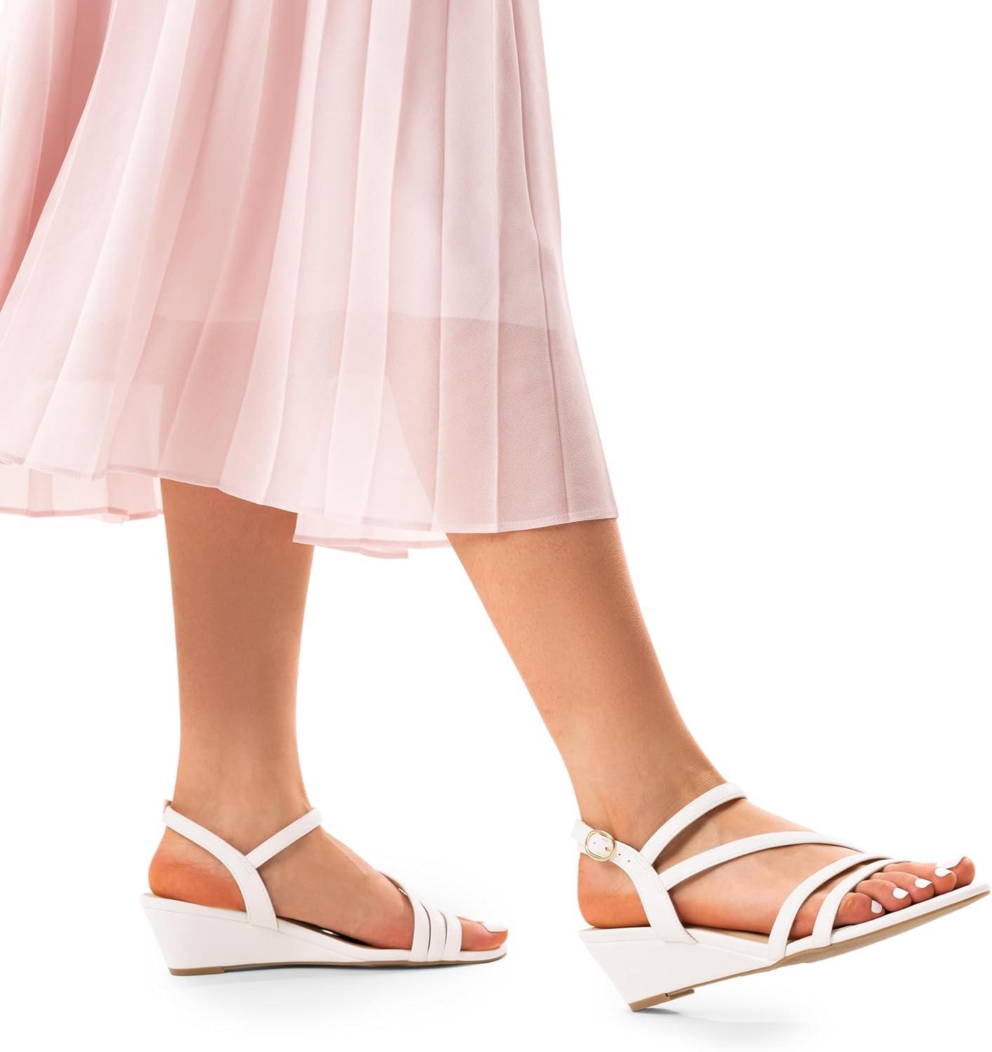 imageDREAM PAIRS Strappy Wrapped Dressy Wedge Sandals Comfortable Ankle Strap Open Toe Evening Dress Wedding Dance Summer ShoesWhitepu