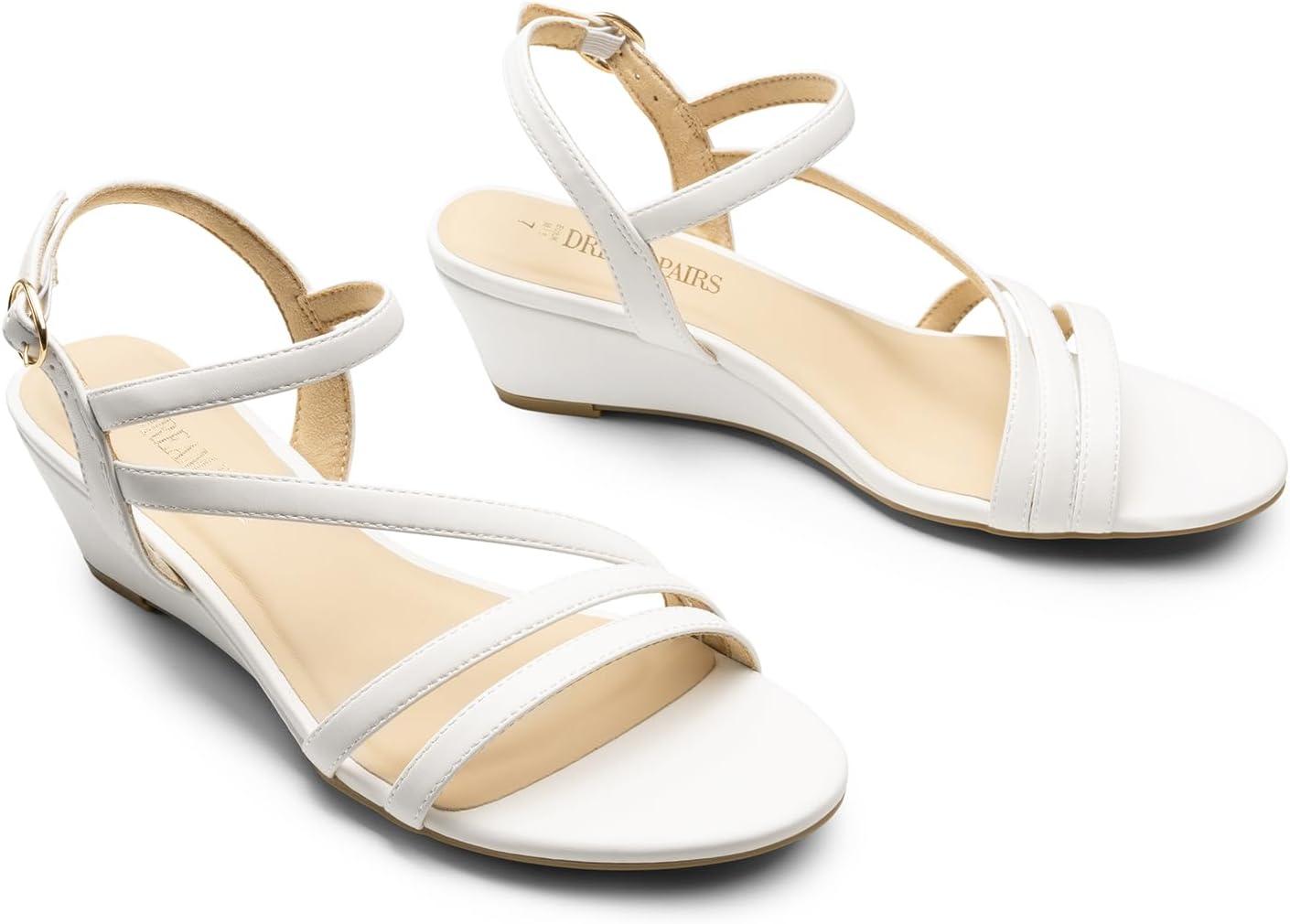 imageDREAM PAIRS Strappy Wrapped Dressy Wedge Sandals Comfortable Ankle Strap Open Toe Evening Dress Wedding Dance Summer ShoesWhitepu