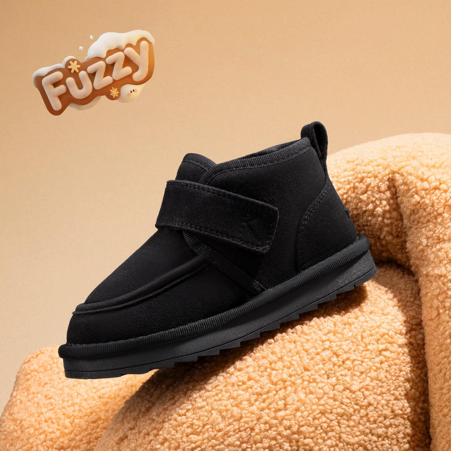 imageDREAM PAIRS Toddler Boots Boys Kids Girls Winter Warm Faux Fur Walking Ankle Boots FuzzyGo Kids Cozy Tap ShoesBlack