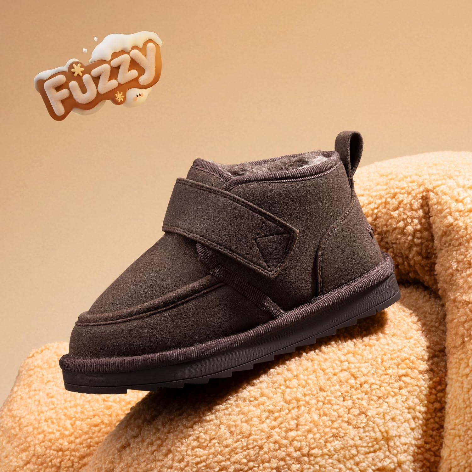 imageDREAM PAIRS Toddler Boots Boys Kids Girls Winter Warm Faux Fur Walking Ankle Boots FuzzyGo Kids Cozy Tap ShoesBrown