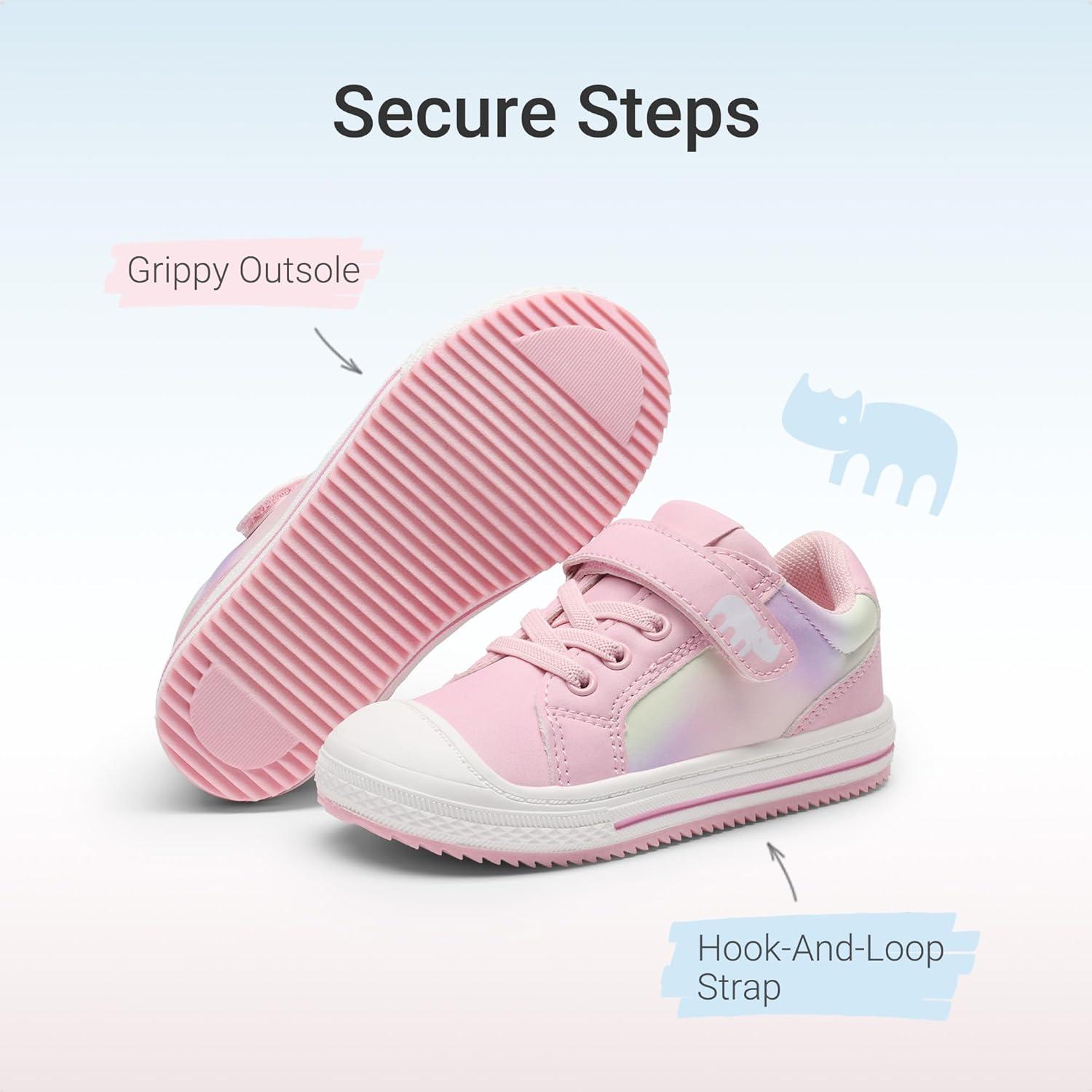 imageDREAM PAIRS Toddler Boys Girls Sneakers Casual Lightweight Kids Storybook Walking Skate ShoesRainbowPink