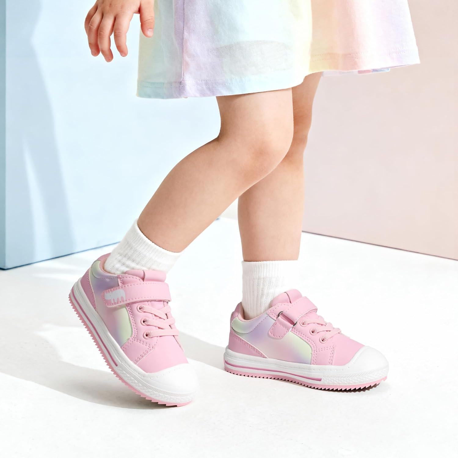 imageDREAM PAIRS Toddler Boys Girls Sneakers Casual Lightweight Kids Storybook Walking Skate ShoesRainbowPink