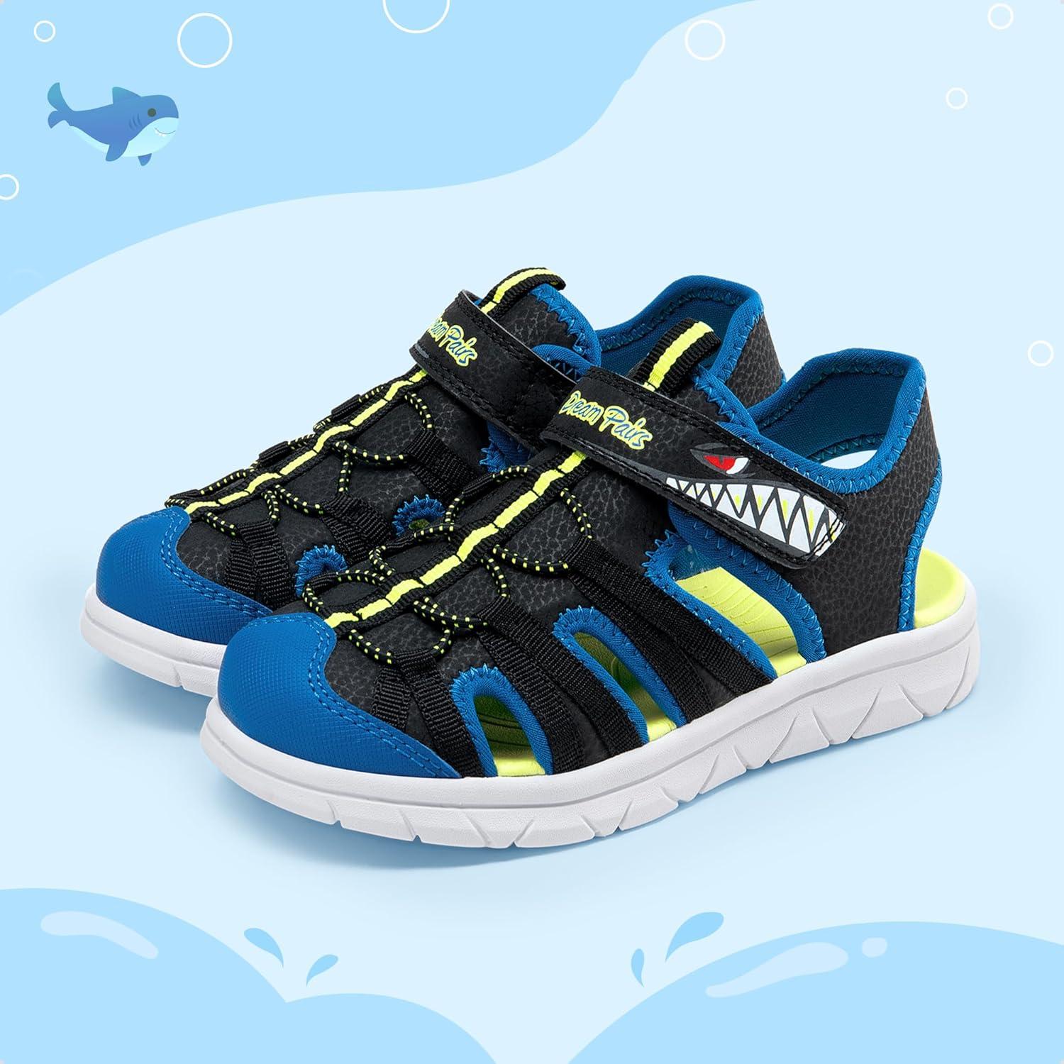 imageDREAM PAIRS Toddler Boys Girls Sport Sandals Cute Breathable Lightweight Outdoor Play Casual Closed Toe Hook and Loop for Toddlers ampamp Little KidsBlack