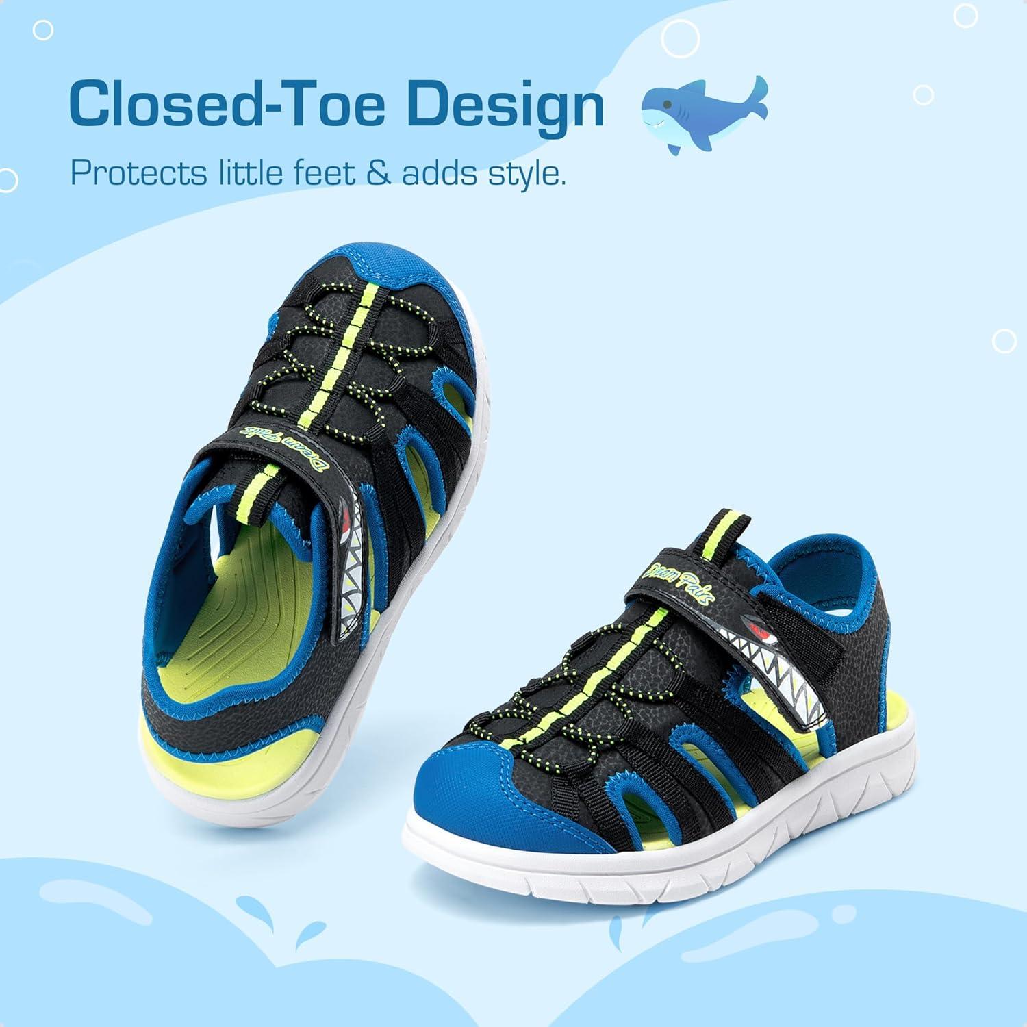 imageDREAM PAIRS Toddler Boys Girls Sport Sandals Cute Breathable Lightweight Outdoor Play Casual Closed Toe Hook and Loop for Toddlers ampamp Little KidsBlack