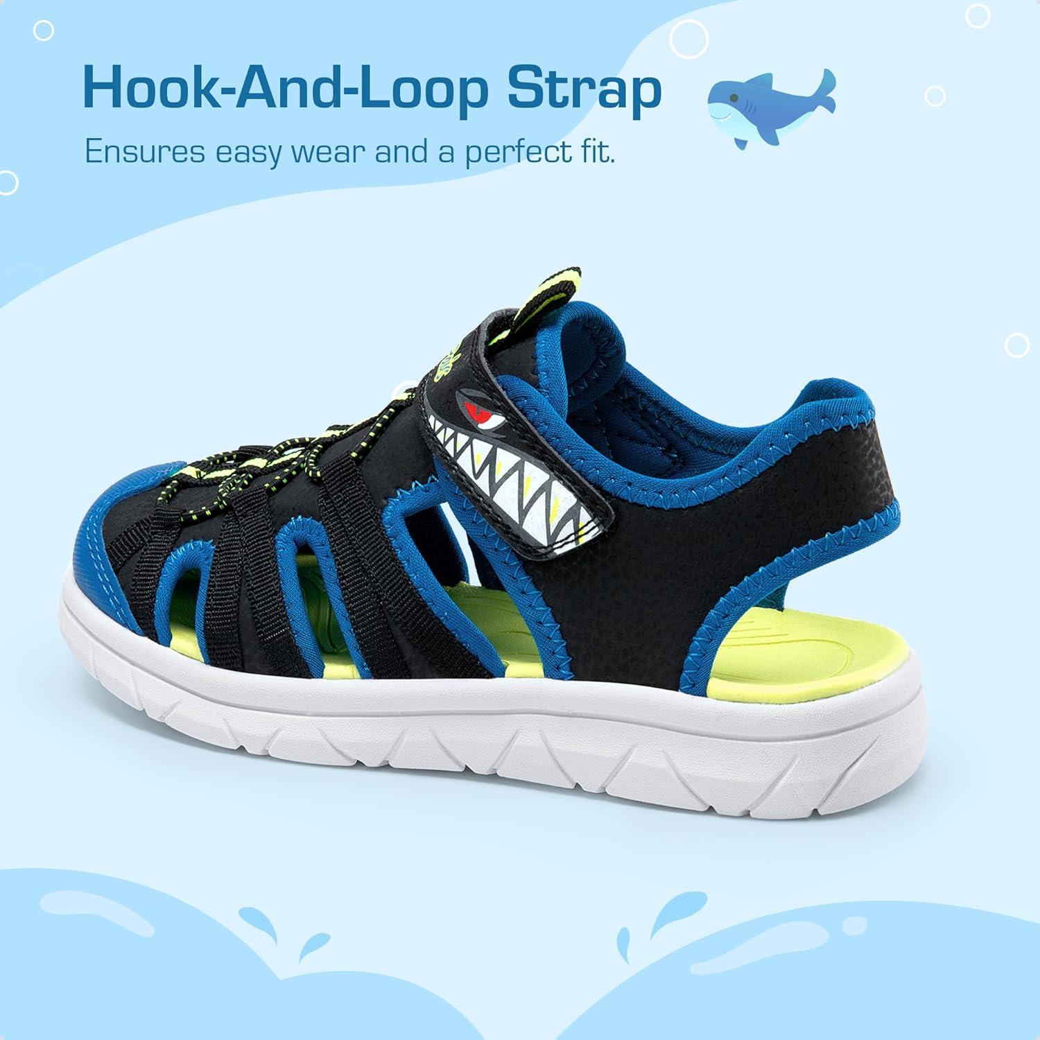 imageDREAM PAIRS Toddler Boys Girls Sport Sandals Cute Breathable Lightweight Outdoor Play Casual Closed Toe Hook and Loop for Toddlers ampamp Little KidsBlack