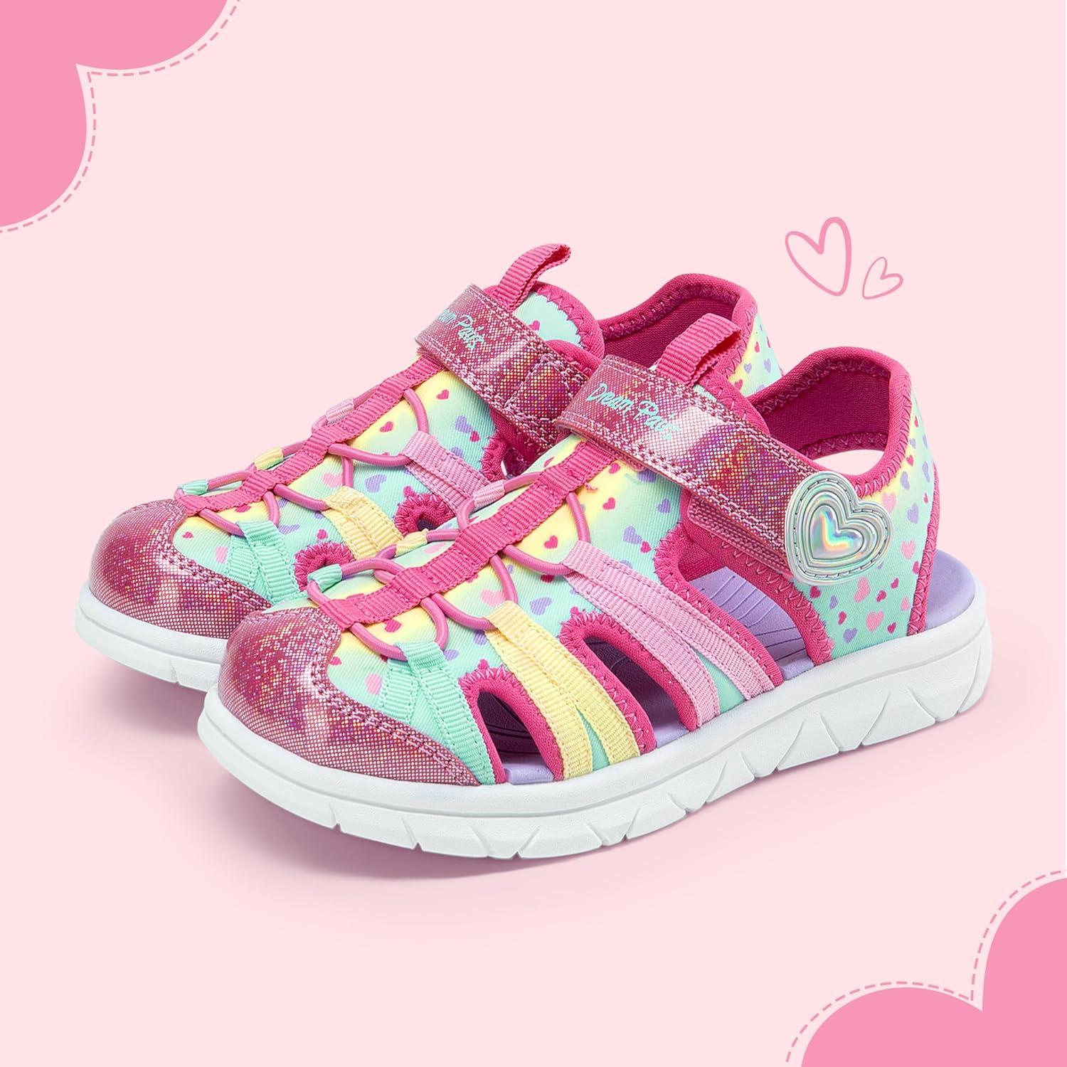 imageDREAM PAIRS Toddler Boys Girls Sport Sandals Cute Breathable Lightweight Outdoor Play Casual Closed Toe Hook and Loop for Toddlers ampamp Little KidsPink