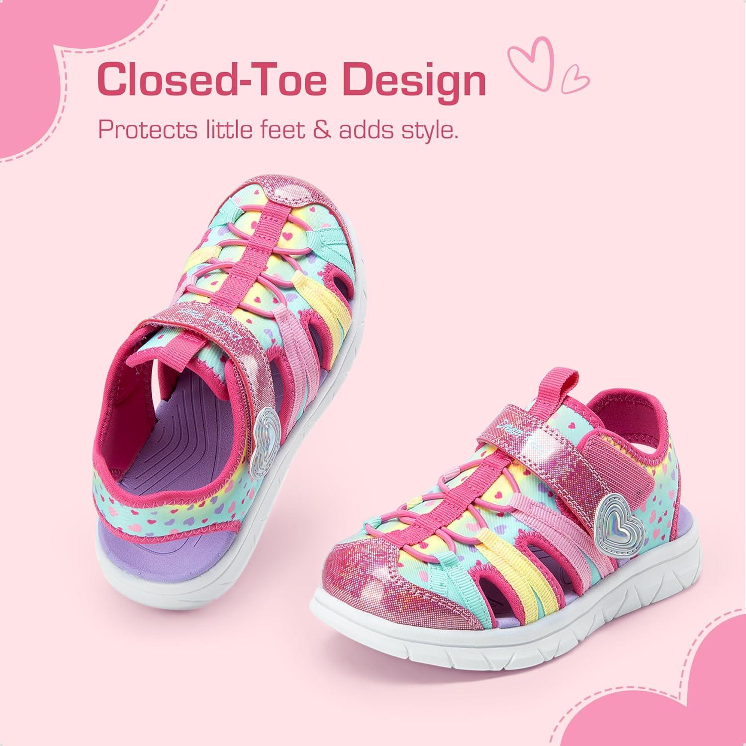imageDREAM PAIRS Toddler Boys Girls Sport Sandals Cute Breathable Lightweight Outdoor Play Casual Closed Toe Hook and Loop for Toddlers ampamp Little KidsPink