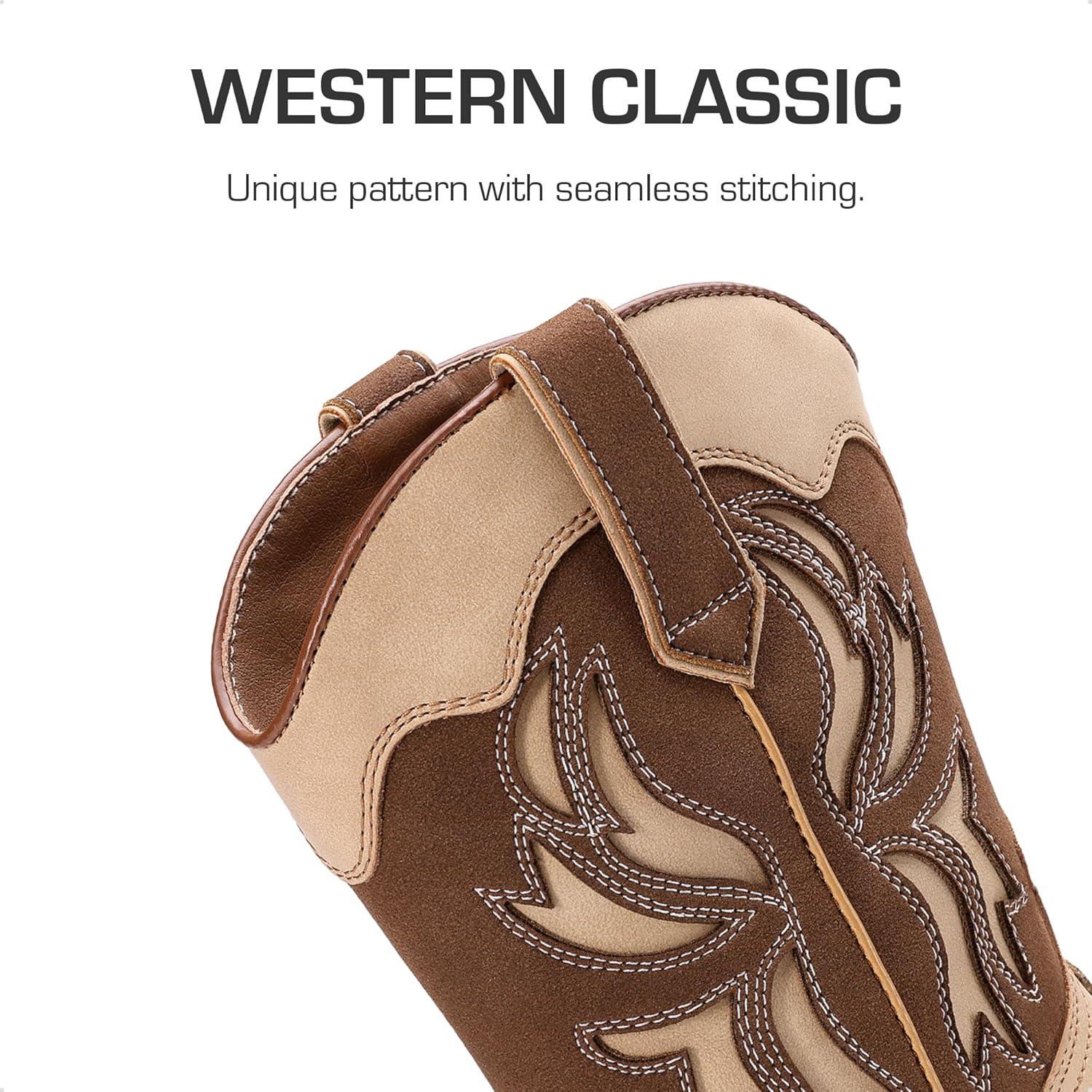 imageDREAM PAIRS Toddler Cowboy Boots Cowgirl Boots for Girls Square Toe Mid Calf Boys Western Fashion Riding Shoes for ToddlerLittle KidBig KidBrownCamo