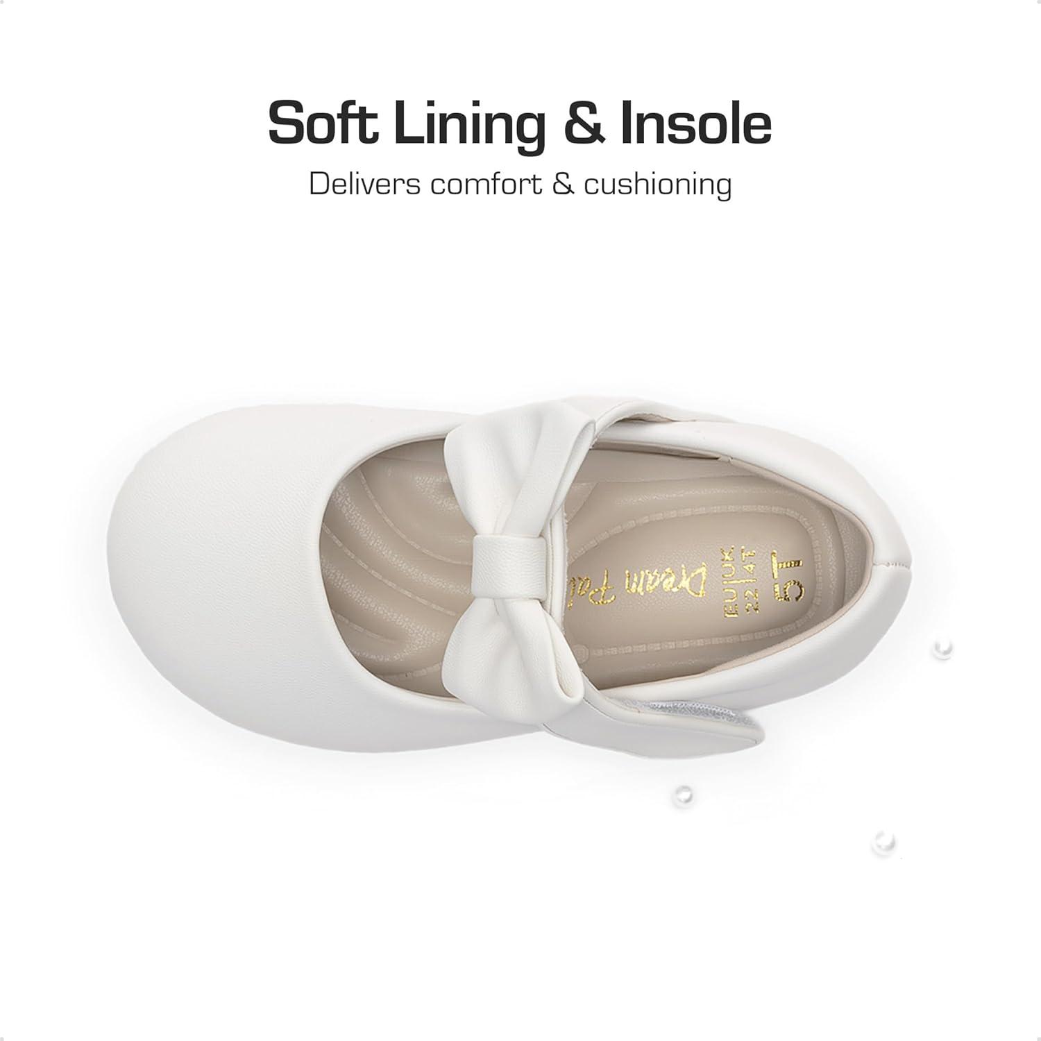 imageDREAM PAIRS Toddler Flower Girl Dress Shoes Little Girls Mary Janes Ballet Flats Ballerina Shoes Wedding PartyAll White