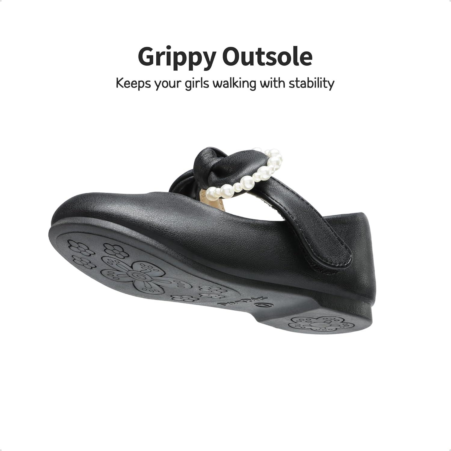 imageDREAM PAIRS Toddler Flower Girl Dress Shoes Little Girls Mary Janes Ballet Flats Ballerina Shoes Wedding PartyBlackPu