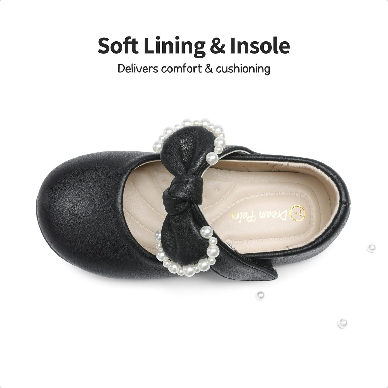 imageDREAM PAIRS Toddler Flower Girl Dress Shoes Little Girls Mary Janes Ballet Flats Ballerina Shoes Wedding PartyBlackPu