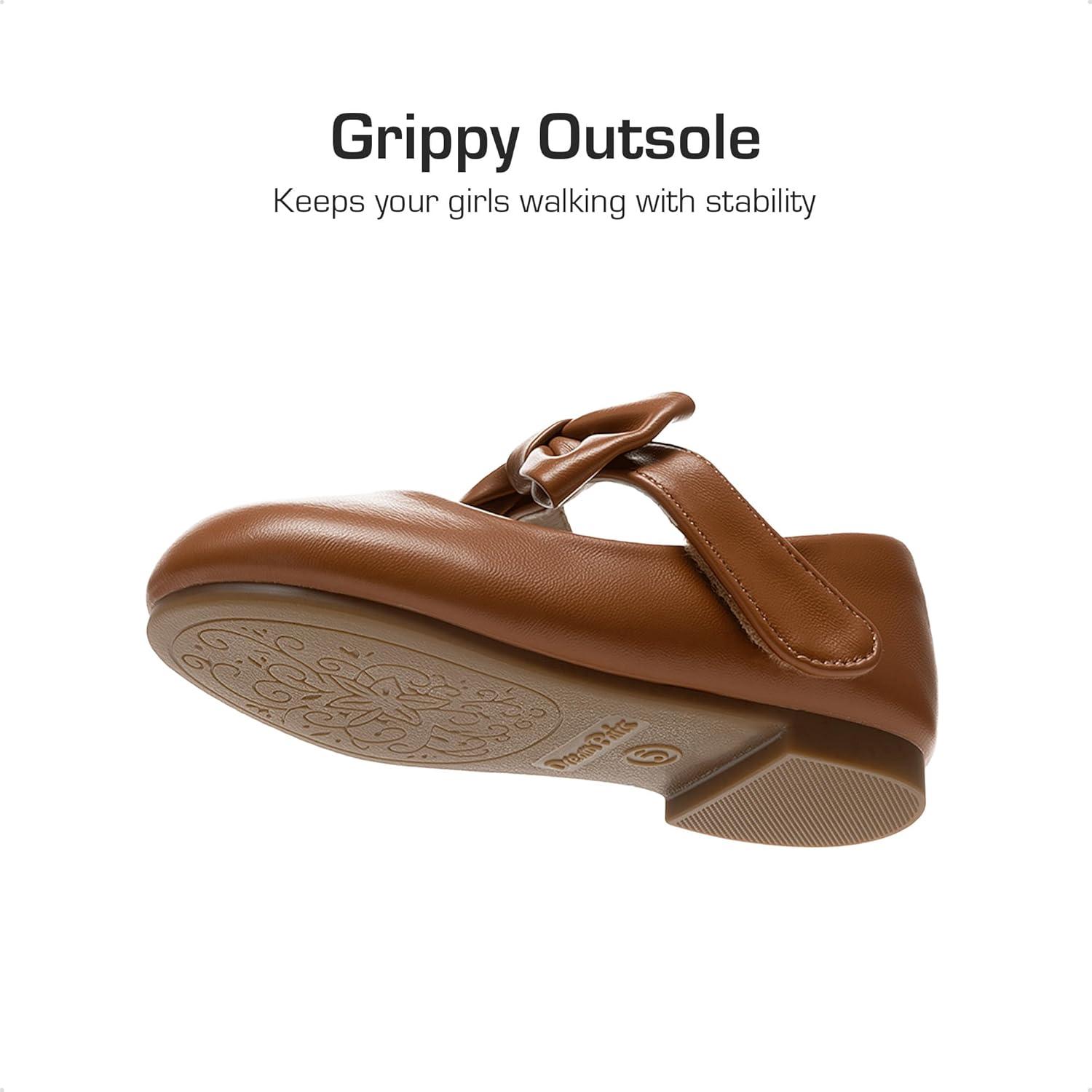 imageDREAM PAIRS Toddler Flower Girl Dress Shoes Little Girls Mary Janes Ballet Flats Ballerina Shoes Wedding PartyBrown