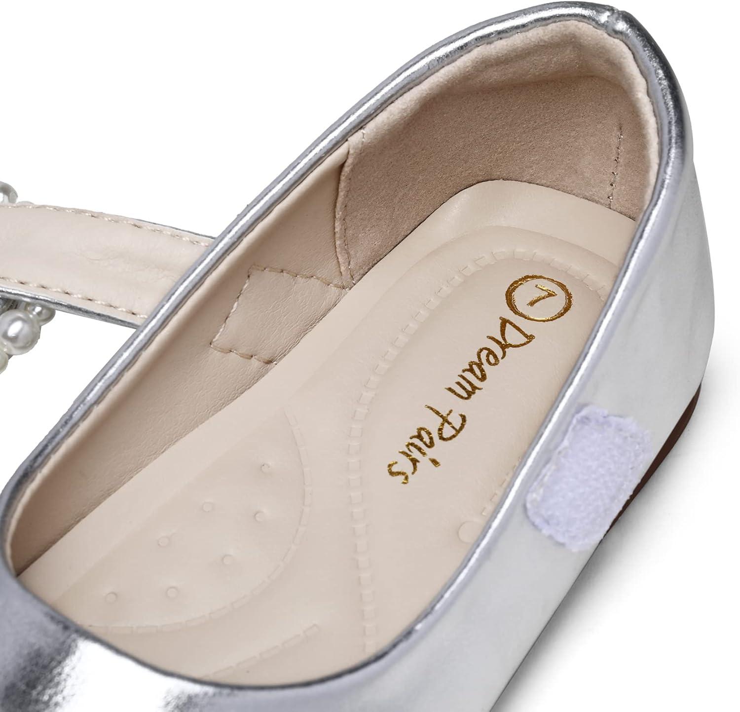 imageDREAM PAIRS Toddler Flower Girl Dress Shoes Little Girls Mary Janes Ballet Flats Ballerina Shoes Wedding PartySliver