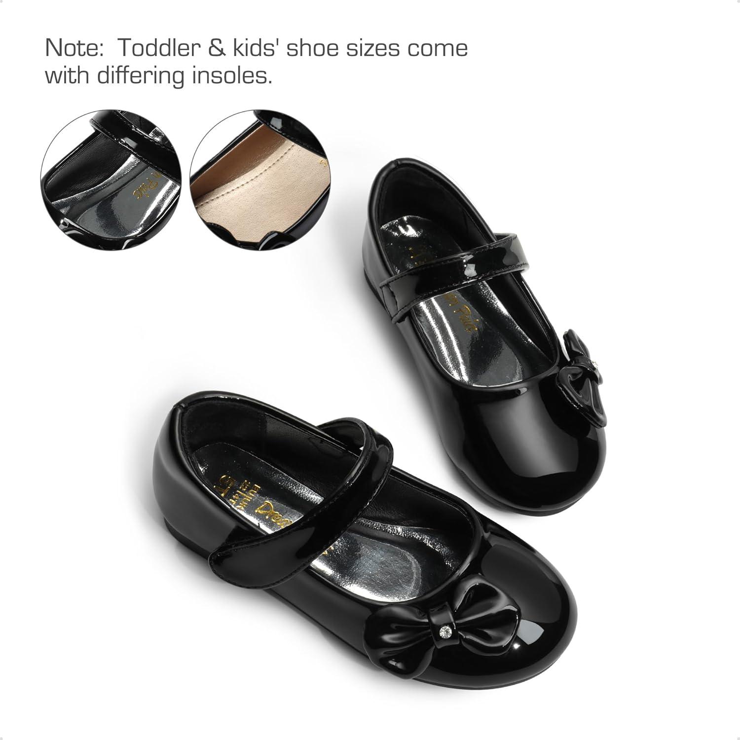imageDREAM PAIRS Toddler Girls Dress Shoes Mary Jane Flats Girls School Uniform Flats Bow Ballerina ShoesBlackPat