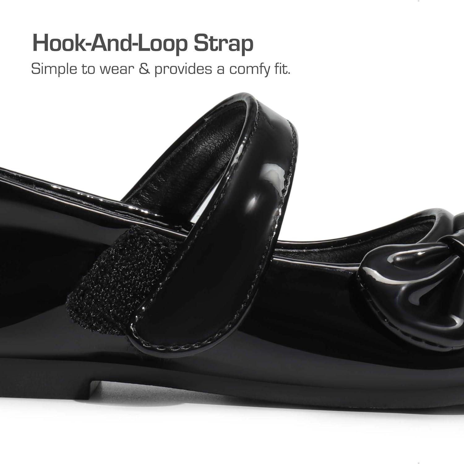 imageDREAM PAIRS Toddler Girls Dress Shoes Mary Jane Flats Girls School Uniform Flats Bow Ballerina ShoesBlackPat